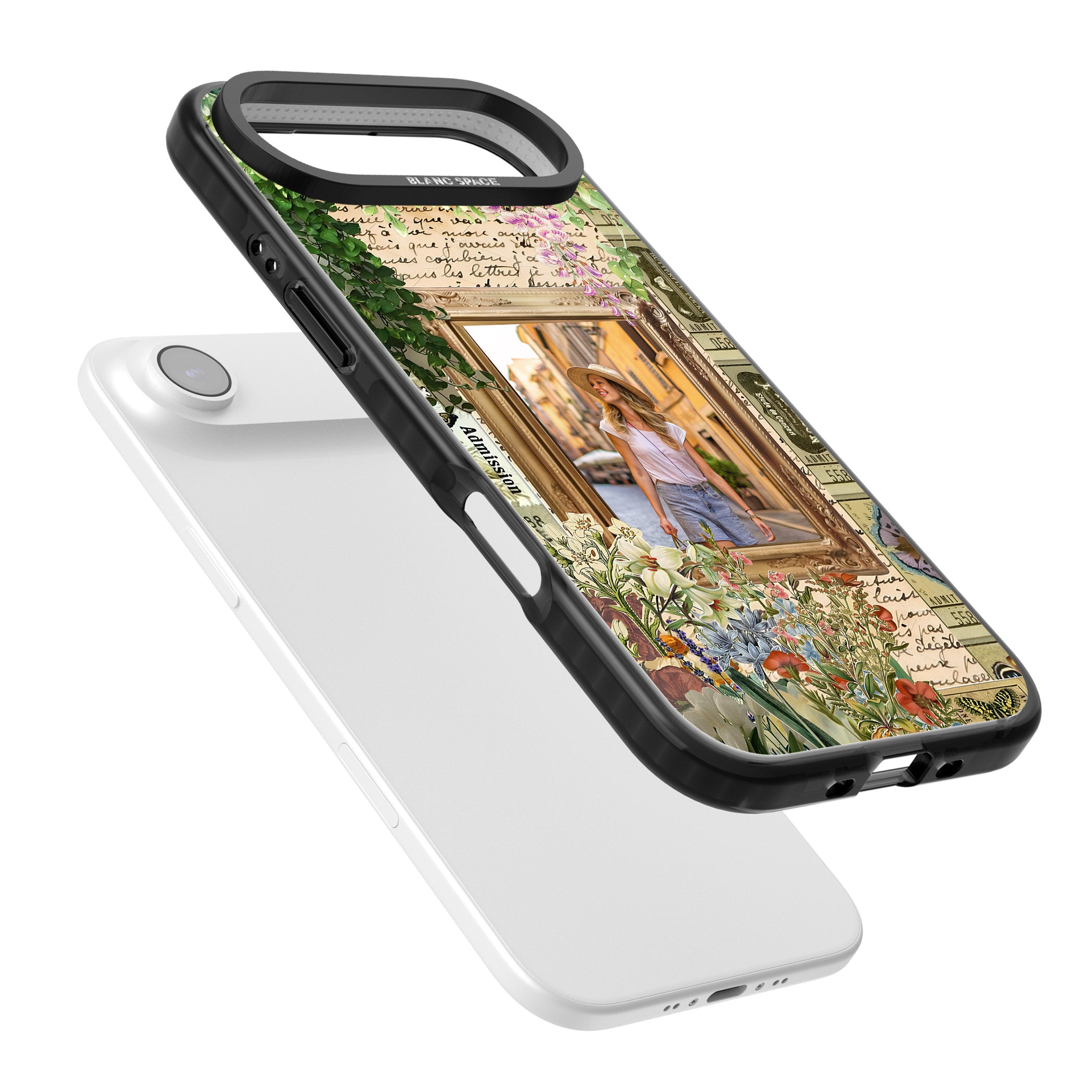 Personalised Tuscan Floral Collage Frame iPhone 17 Air Impact Pro Black Phone Case Colours