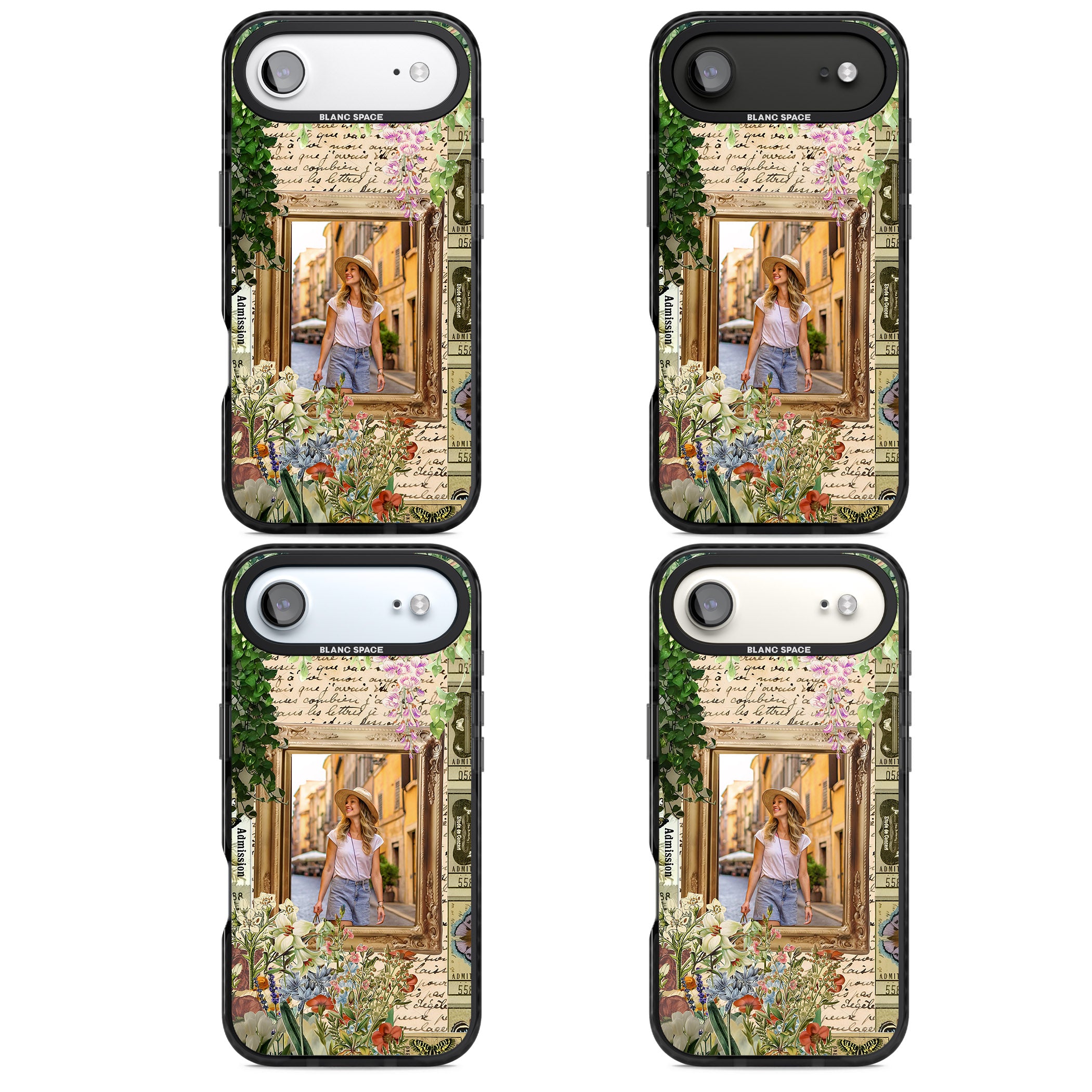 Personalised Tuscan Floral Collage Frame iPhone 17 Air Impact Pro Black Phone Case APT Impact Protection