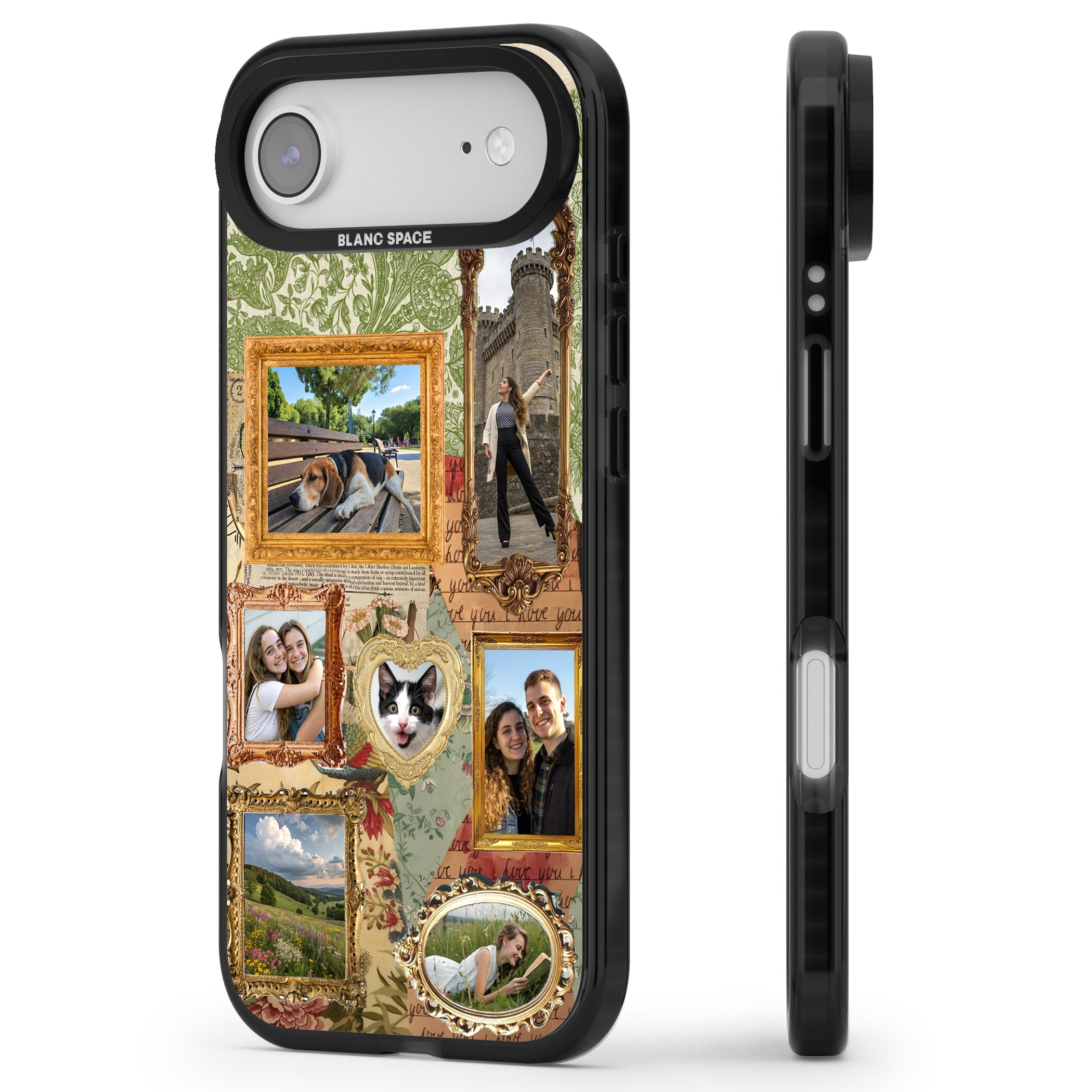 Personalised Vintage Frame Collage iPhone 17 Air Impact Pro Black Phone Case Side Profile