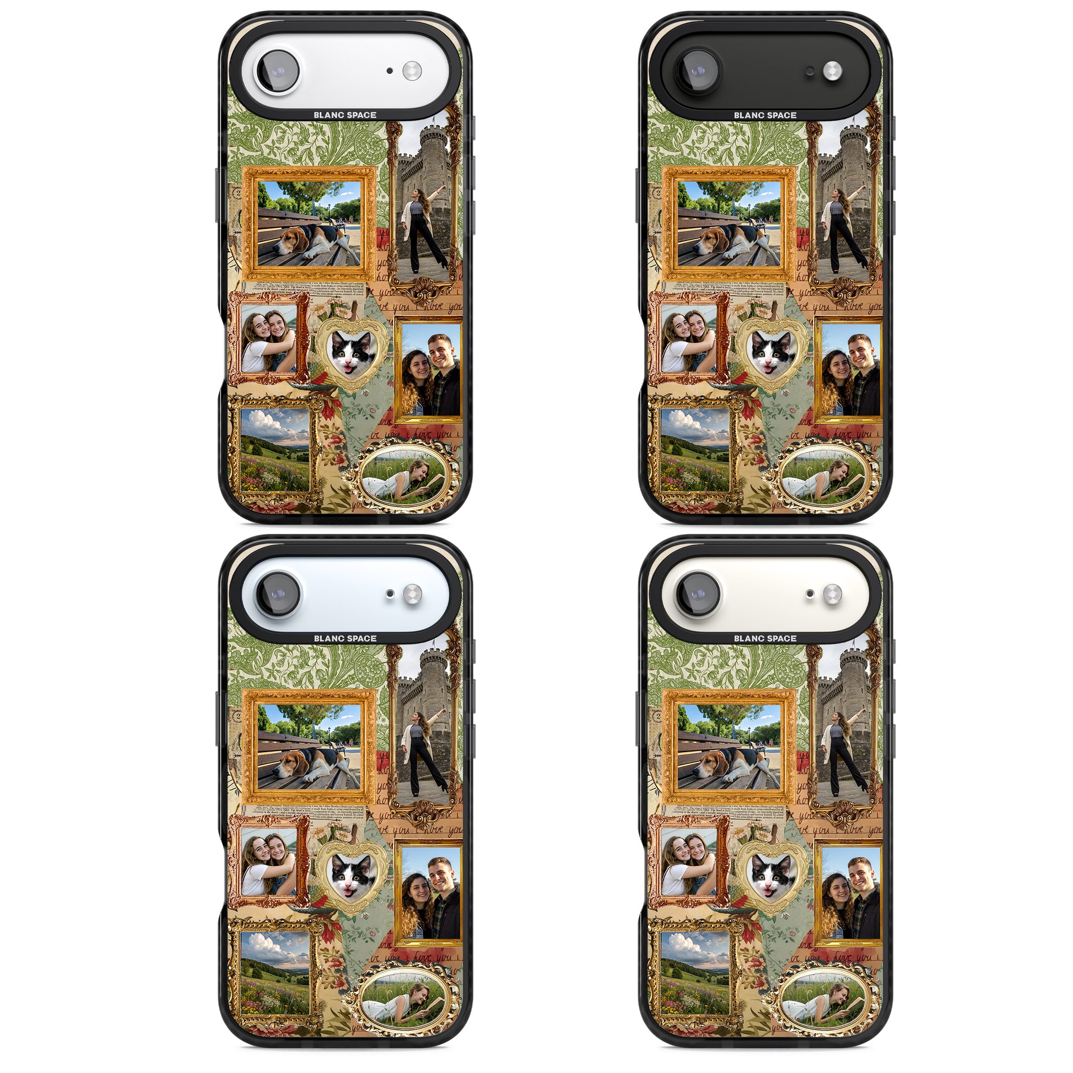 Personalised Vintage Frame Collage iPhone 17 Air Impact Pro Black Phone Case APT Impact Protection