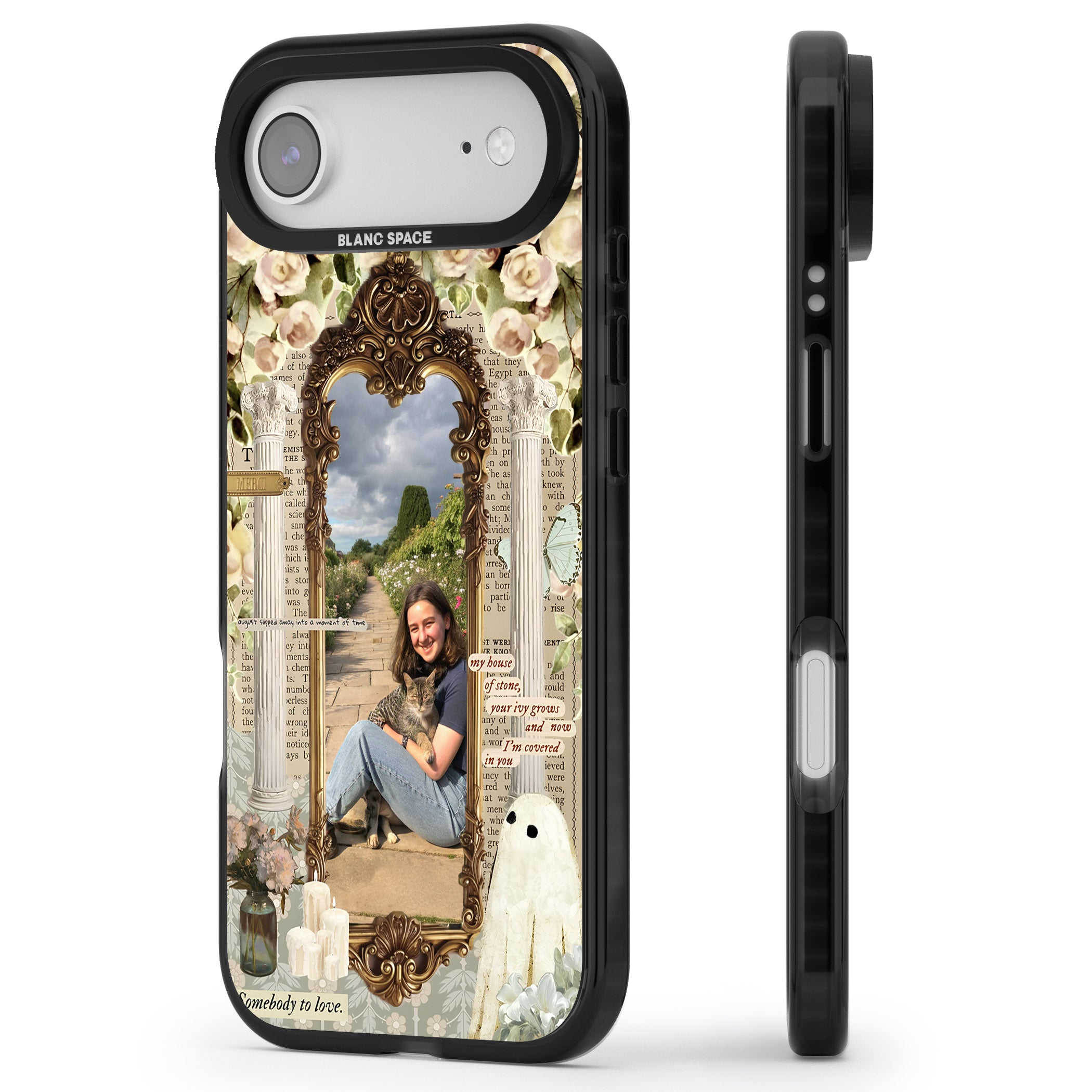 Personalised Soft Vintage Frame iPhone 17 Air Impact Pro Black Phone Case Side Profile