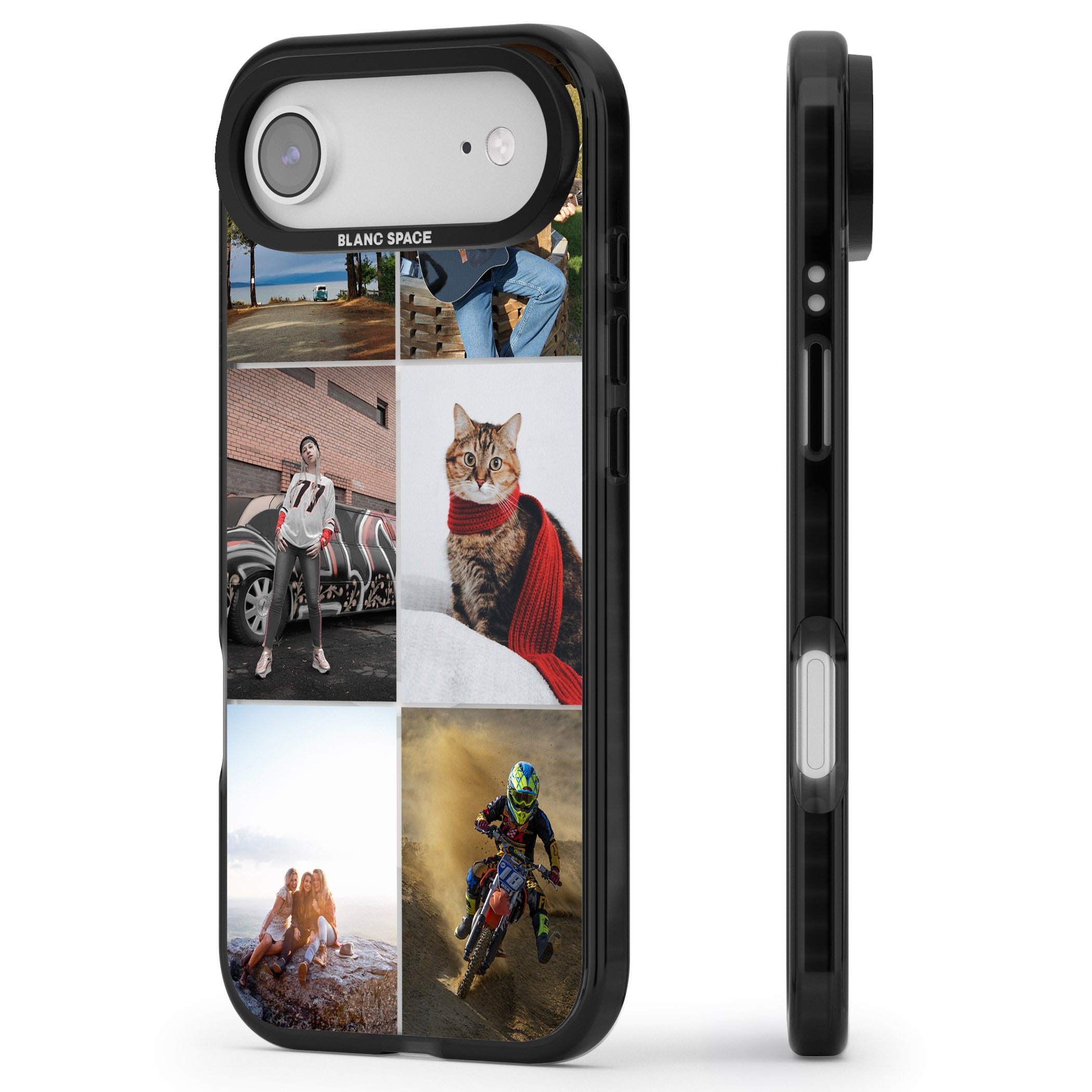 Personalised 6 Photo Grid iPhone 17 Air Impact Pro Black Phone Case Side Profile