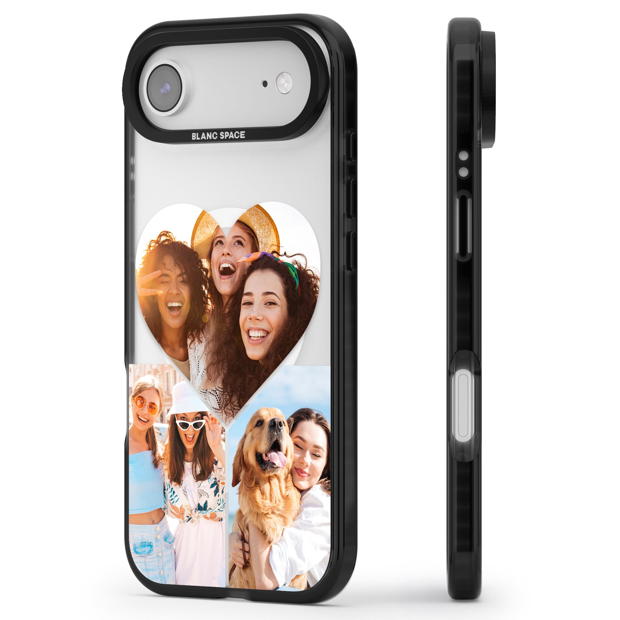 Personalised Heart Photo iPhone 17 Air Impact Pro Black Phone Case Side Profile