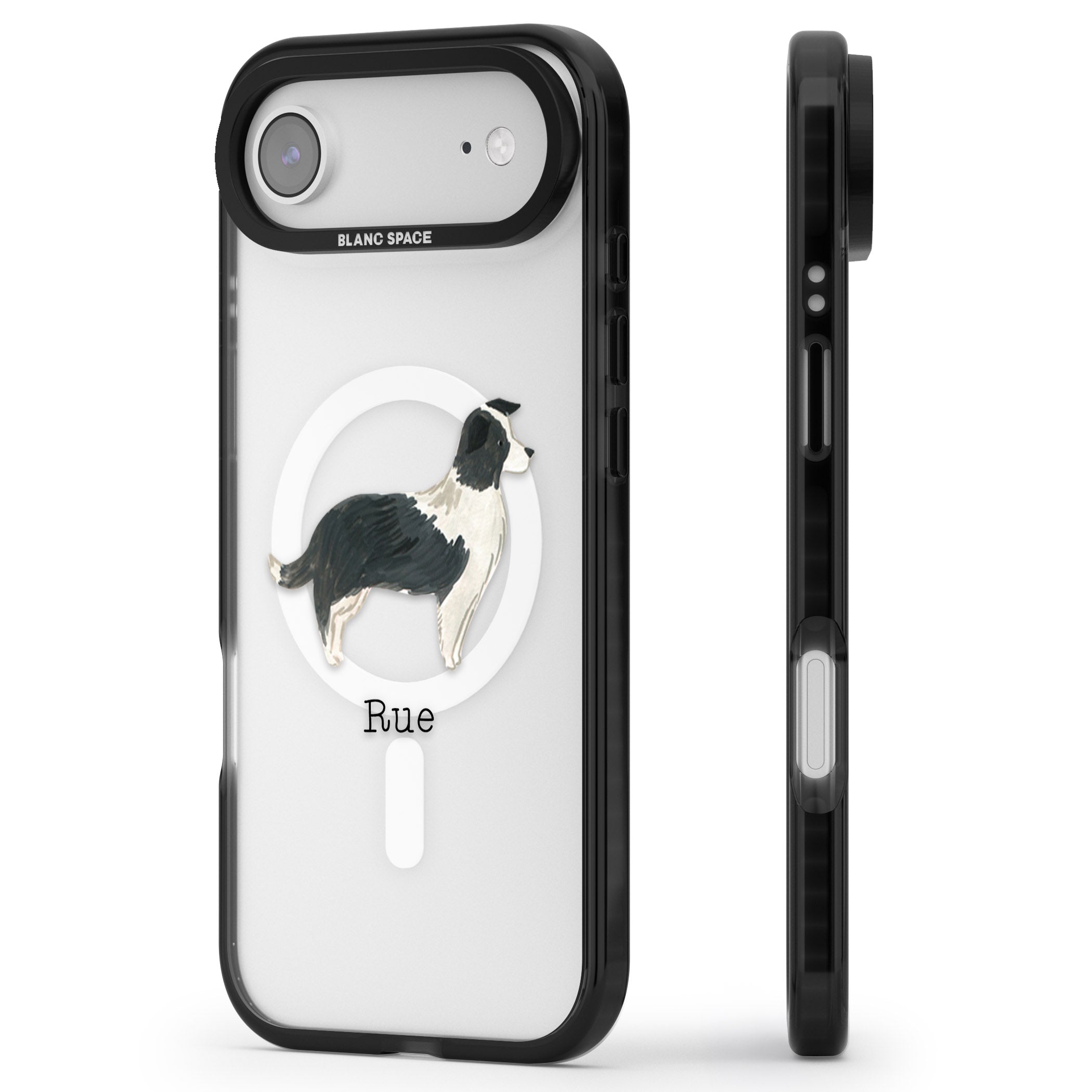 Personalised Border Collie iPhone 17 Air Impact Pro Black Phone Case Side Profile