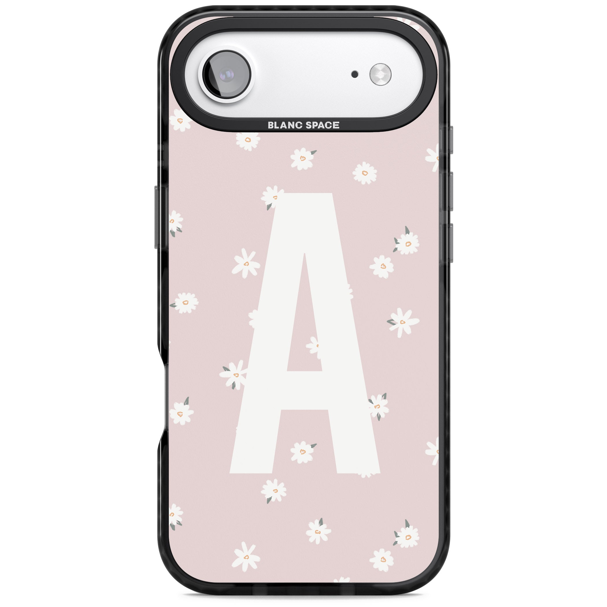 Personalised Pink Daisy Initial iPhone 17 Air Impact Pro Black Phone Case