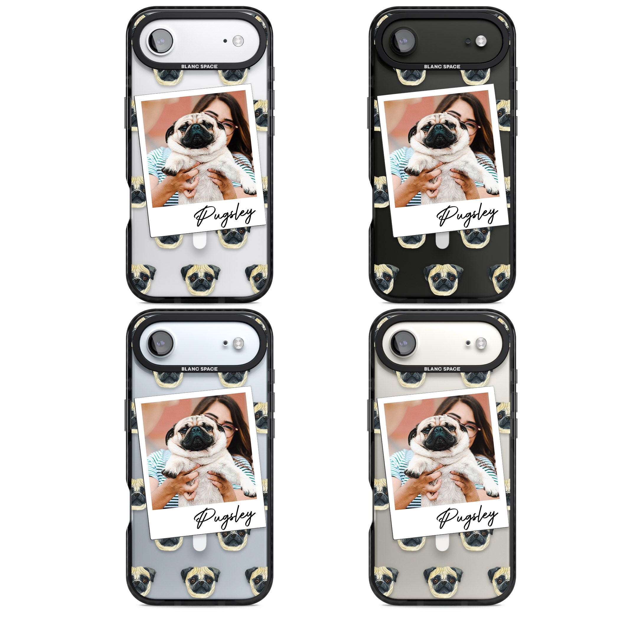 Personalised Pug Instant Camera Photo iPhone 17 Air Impact Pro Black Phone Case APT Impact Protection