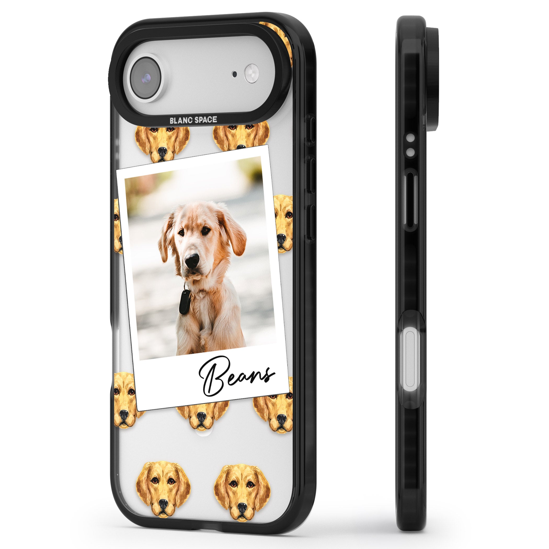 Personalised Labrador Instant Camera Photo iPhone 17 Air Impact Pro Black Phone Case Side Profile