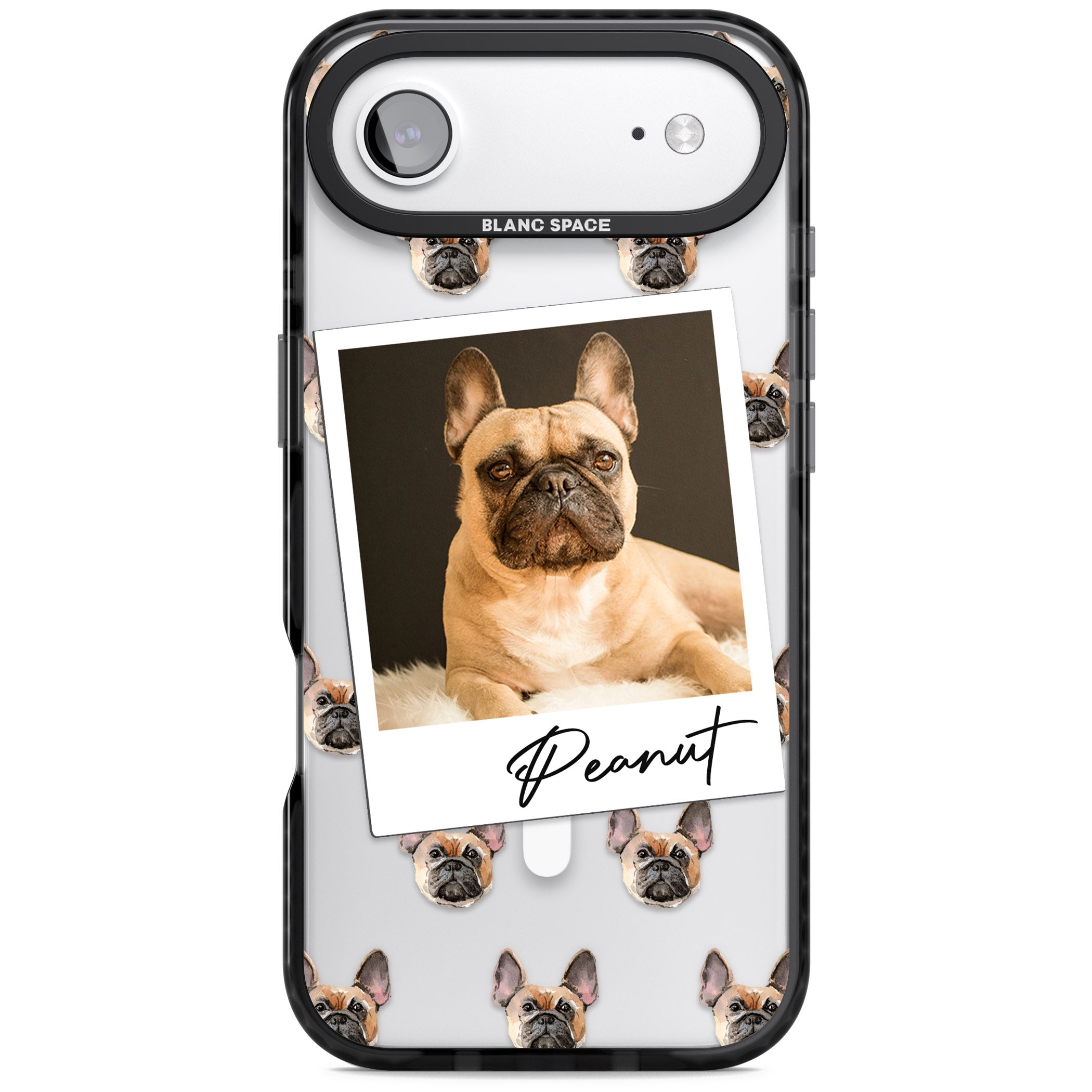 Personalised Tan French Bulldog Instant Camera Photo iPhone 17 Air Impact Pro Black Phone Case