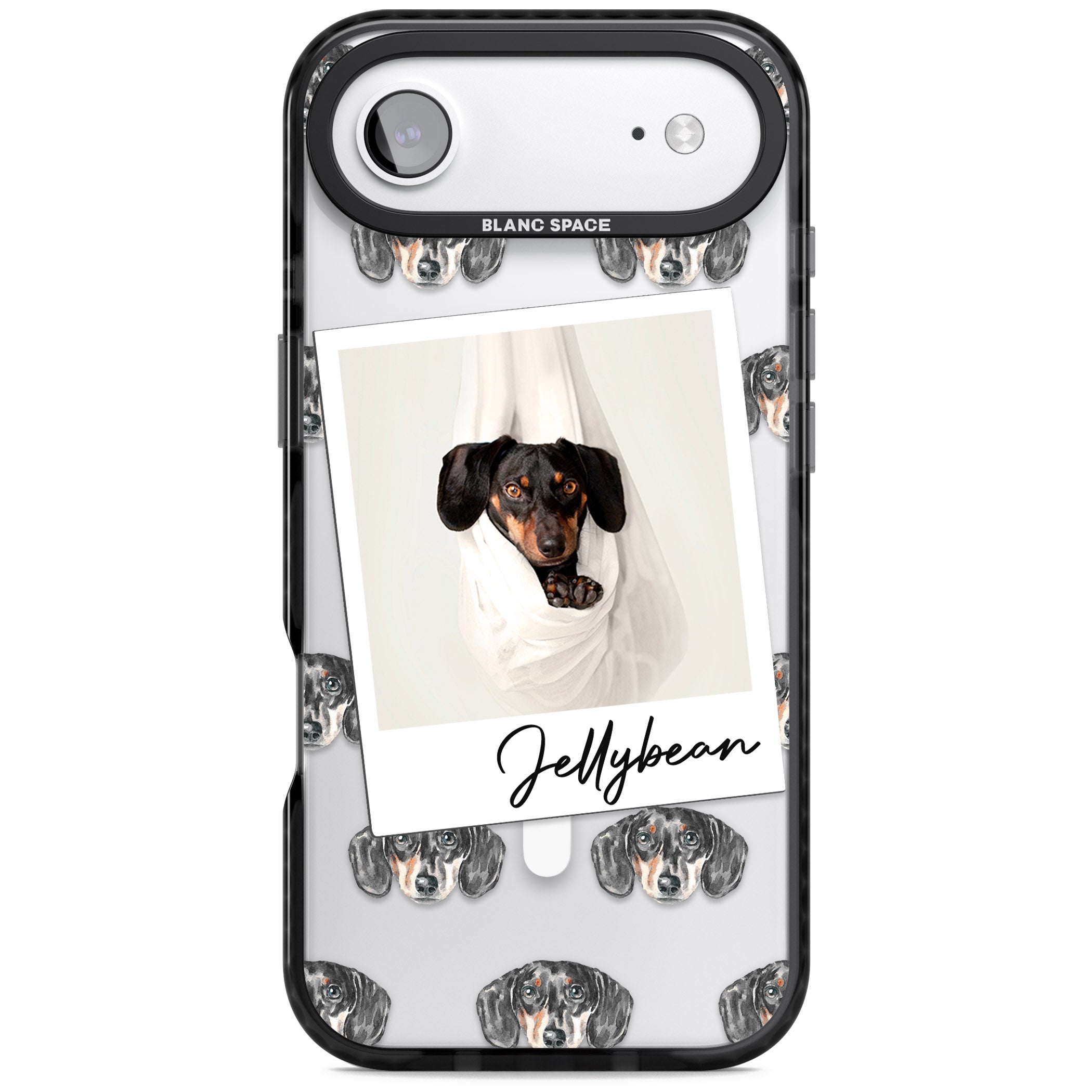 Personalised Black Dachshund Instant Camera Photo iPhone 17 Air Impact Pro Black Phone Case
