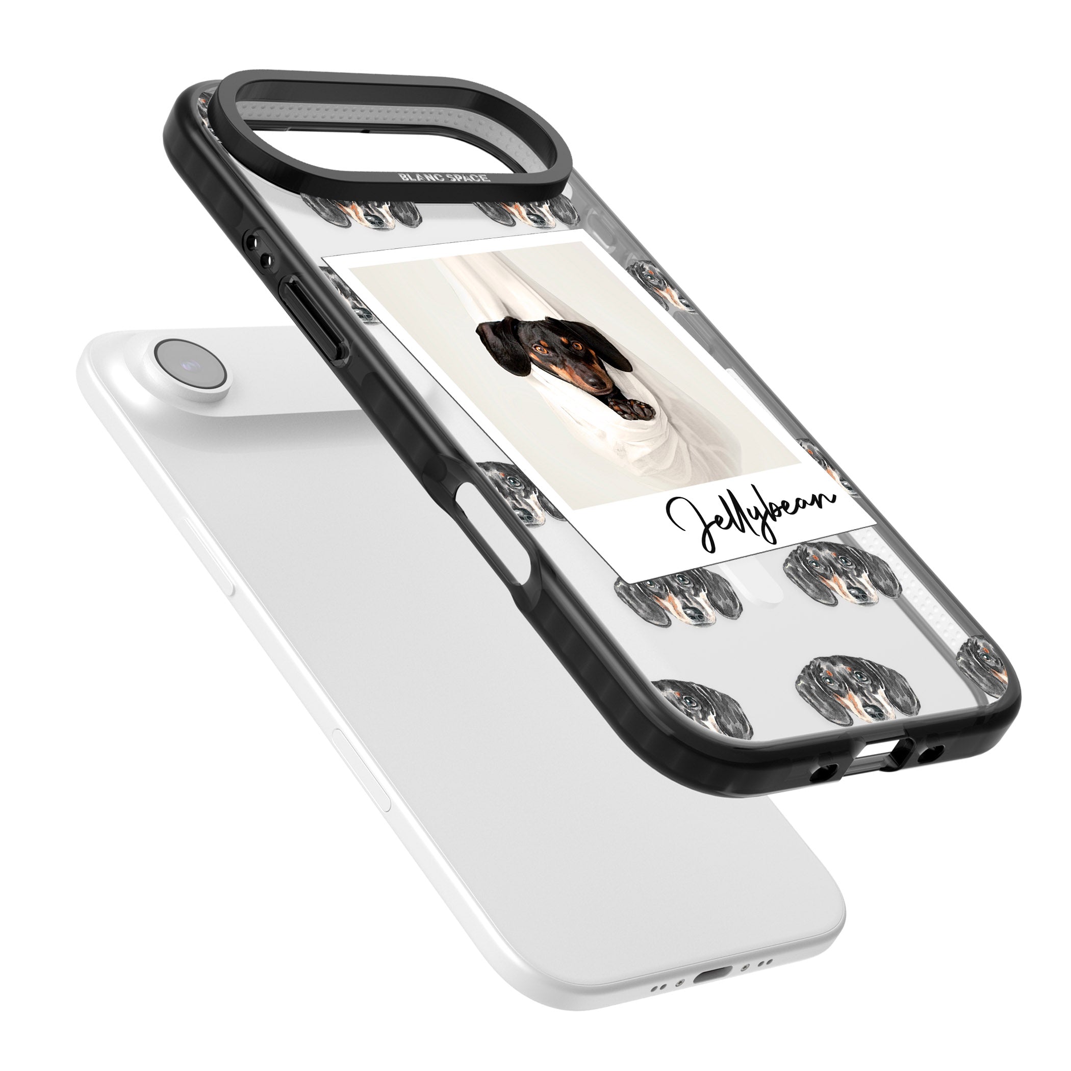 Personalised Black Dachshund Instant Camera Photo iPhone 17 Air Impact Pro Black Phone Case Colours
