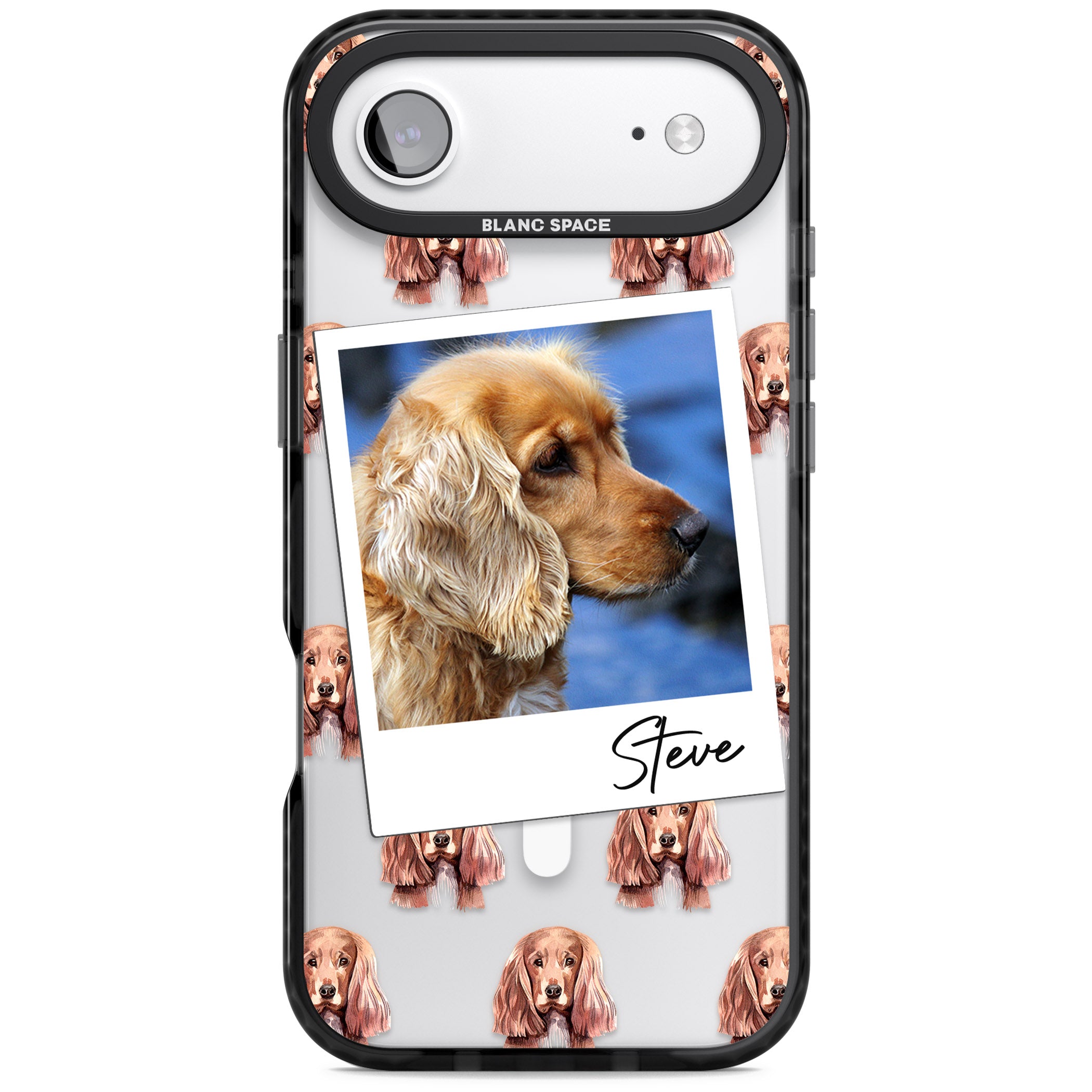 Personalised Cocker Spaniel Instant Camera Photo iPhone 17 Air Impact Pro Black Phone Case