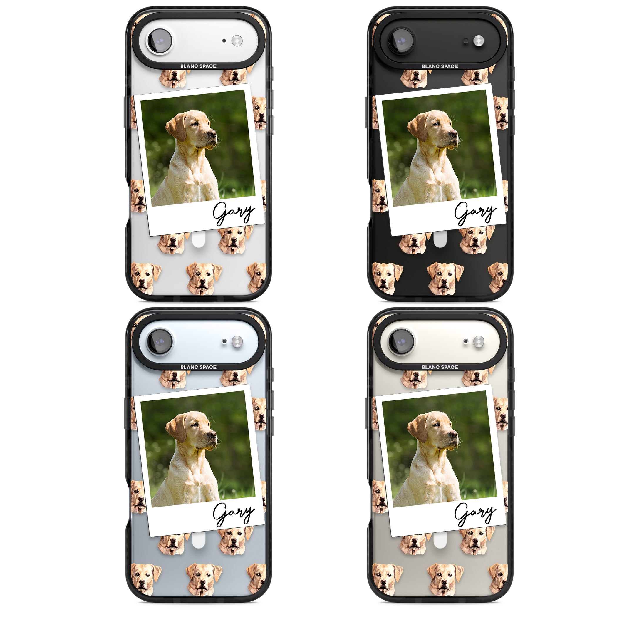 Personalised Tan Black Labrador Instant Camera Photo iPhone 17 Air Impact Pro Black Phone Case APT Impact Protection