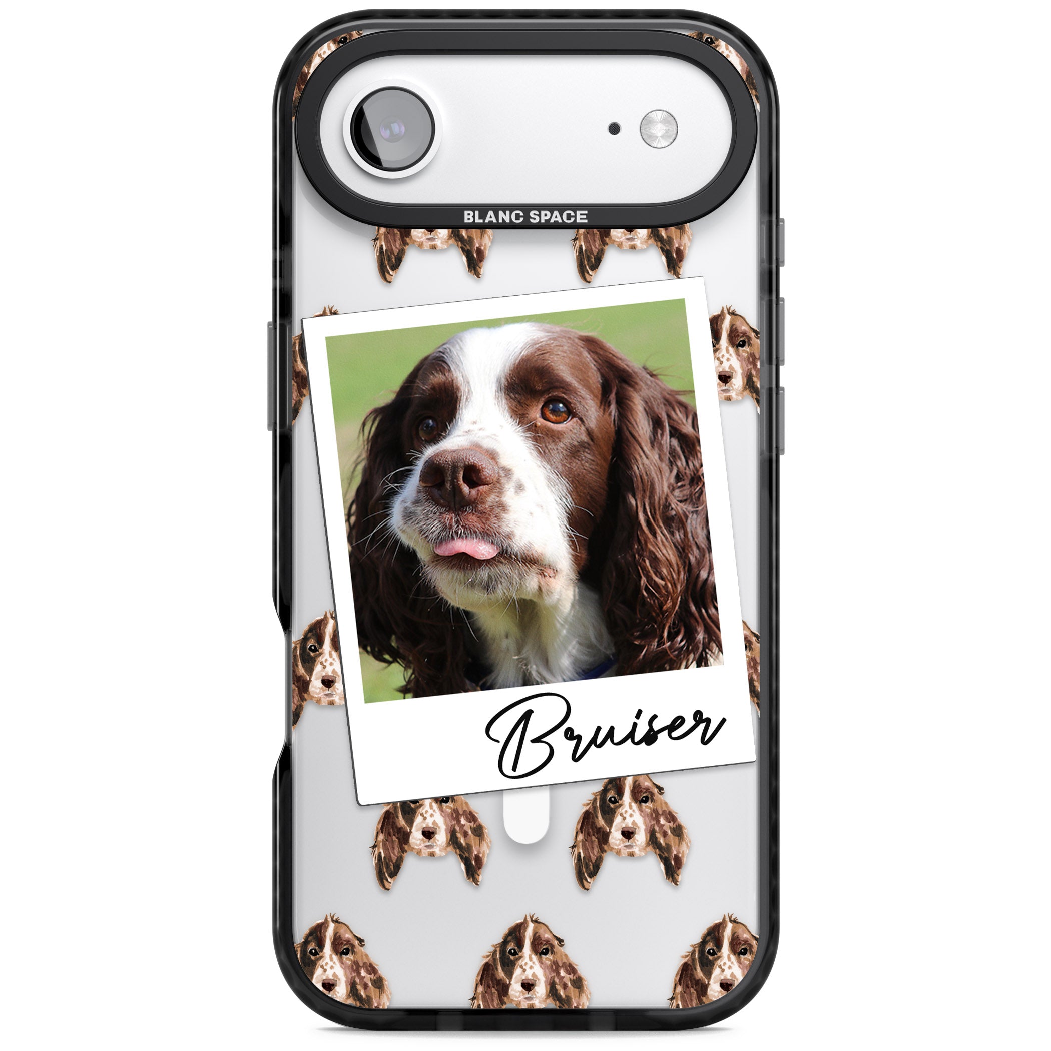 Personalised Springer Spaniel Instant Camera Photo iPhone 17 Air Impact Pro Black Phone Case