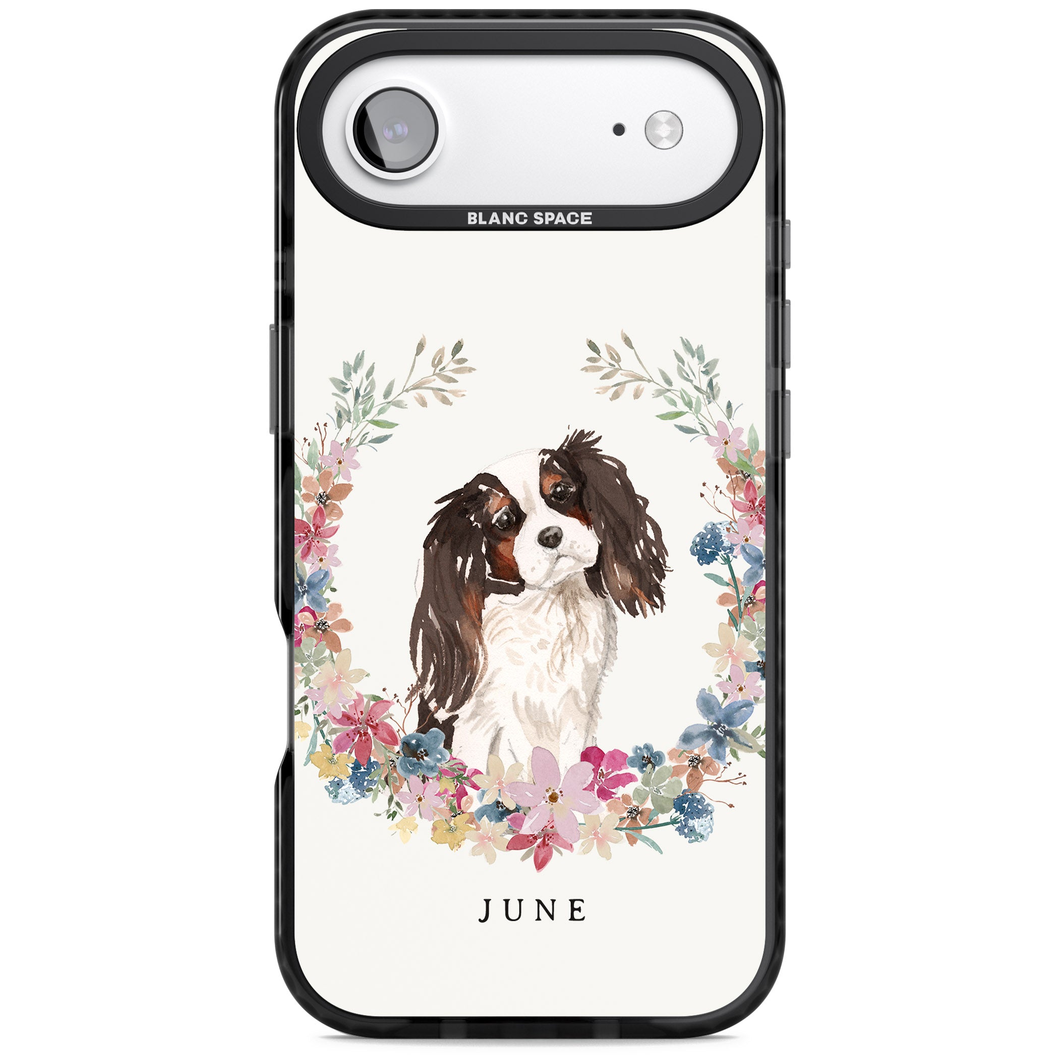 Personalised King Charles Floral Portrait iPhone 17 Air Impact Pro Black Phone Case