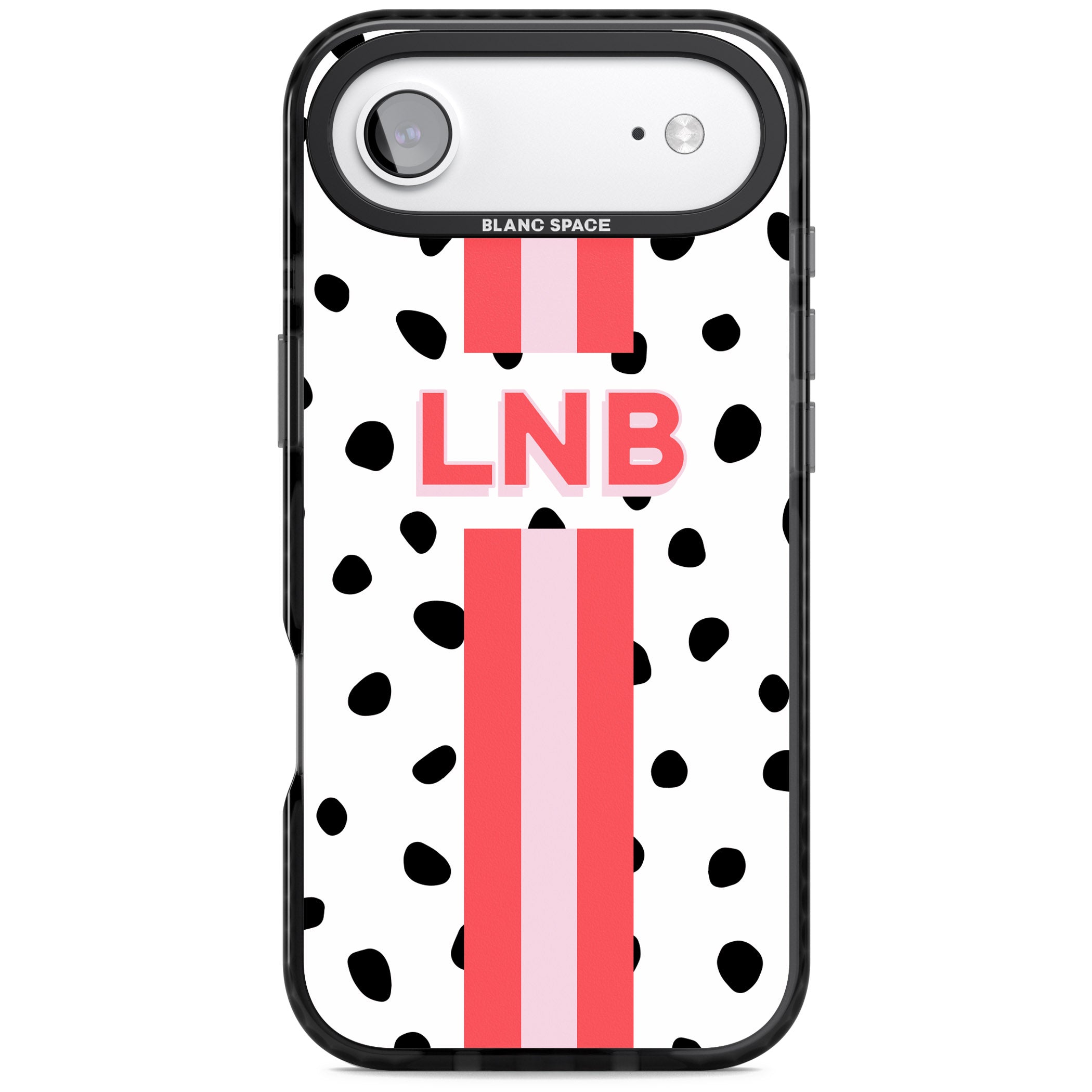 Personalised Polka & Pink Stripe iPhone 17 Air Impact Pro Black Phone Case