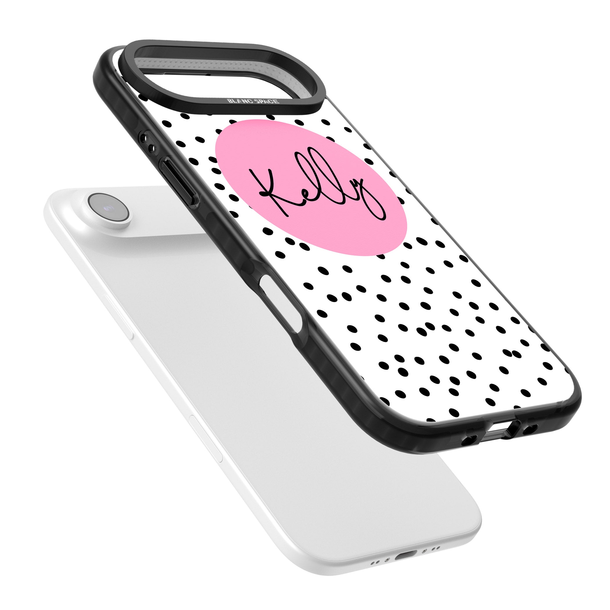Personalised Pink Circle & Dots iPhone 17 Air Impact Pro Black Phone Case Colours