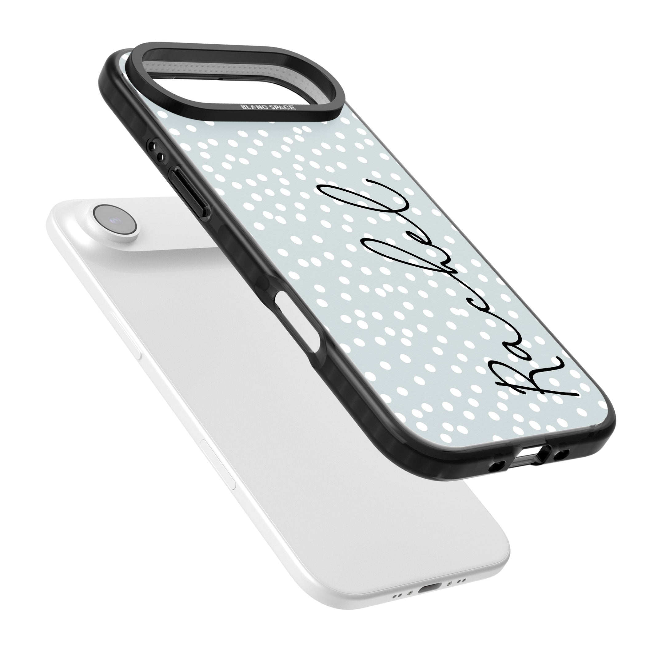 Personalised Vertical Cursive & Dots iPhone 17 Air Impact Pro Black Phone Case Colours