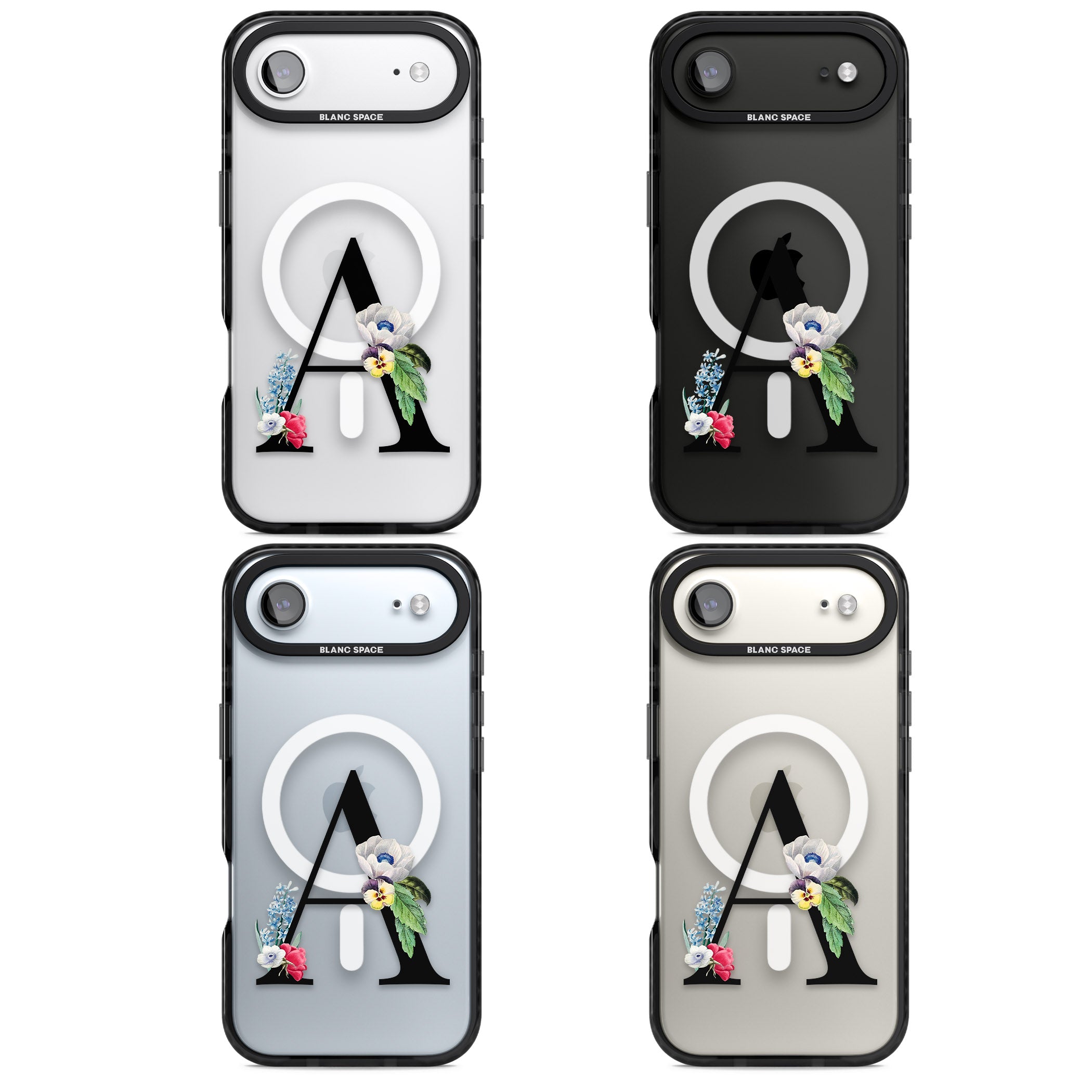 Personalised Floral Initial iPhone 17 Air Impact Pro Black Phone Case APT Impact Protection