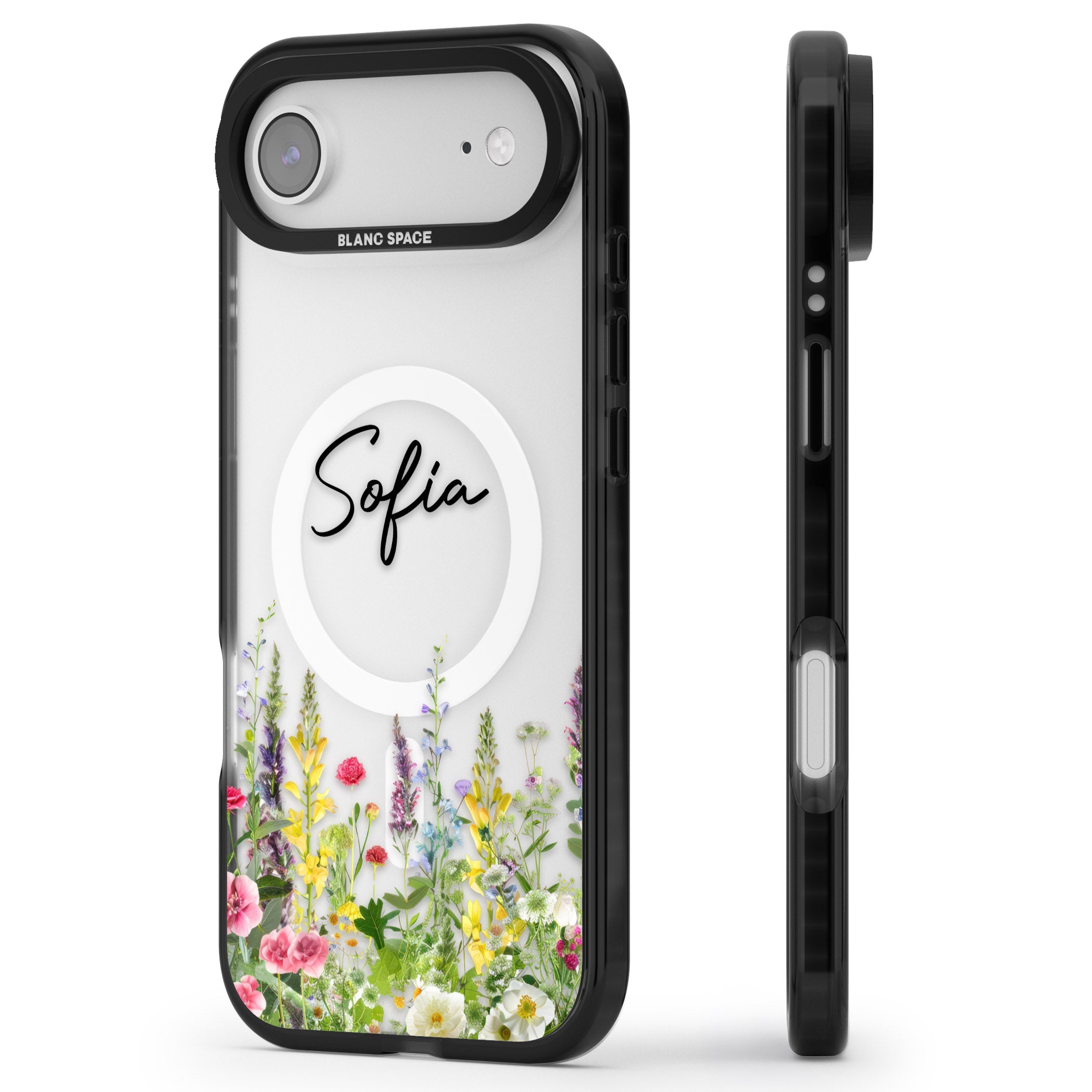 Personalised Garden Wildfowers iPhone 17 Air Impact Pro Black Phone Case Side Profile