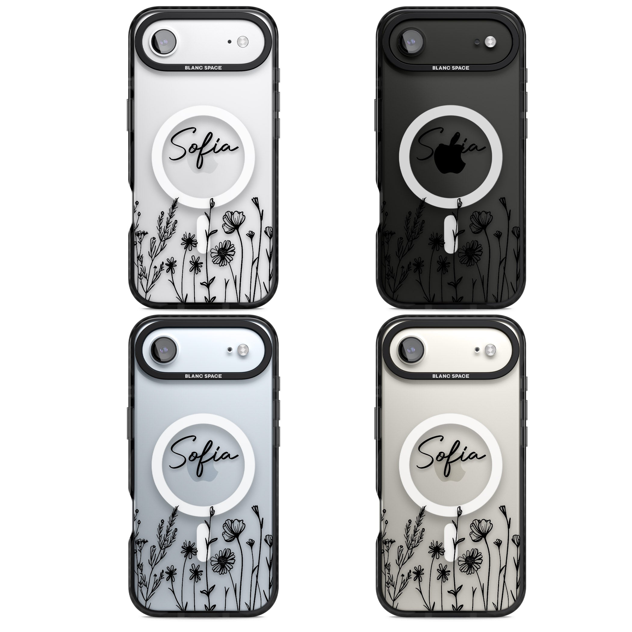 Personalised Black Wildflowers iPhone 17 Air Impact Pro Black Phone Case APT Impact Protection