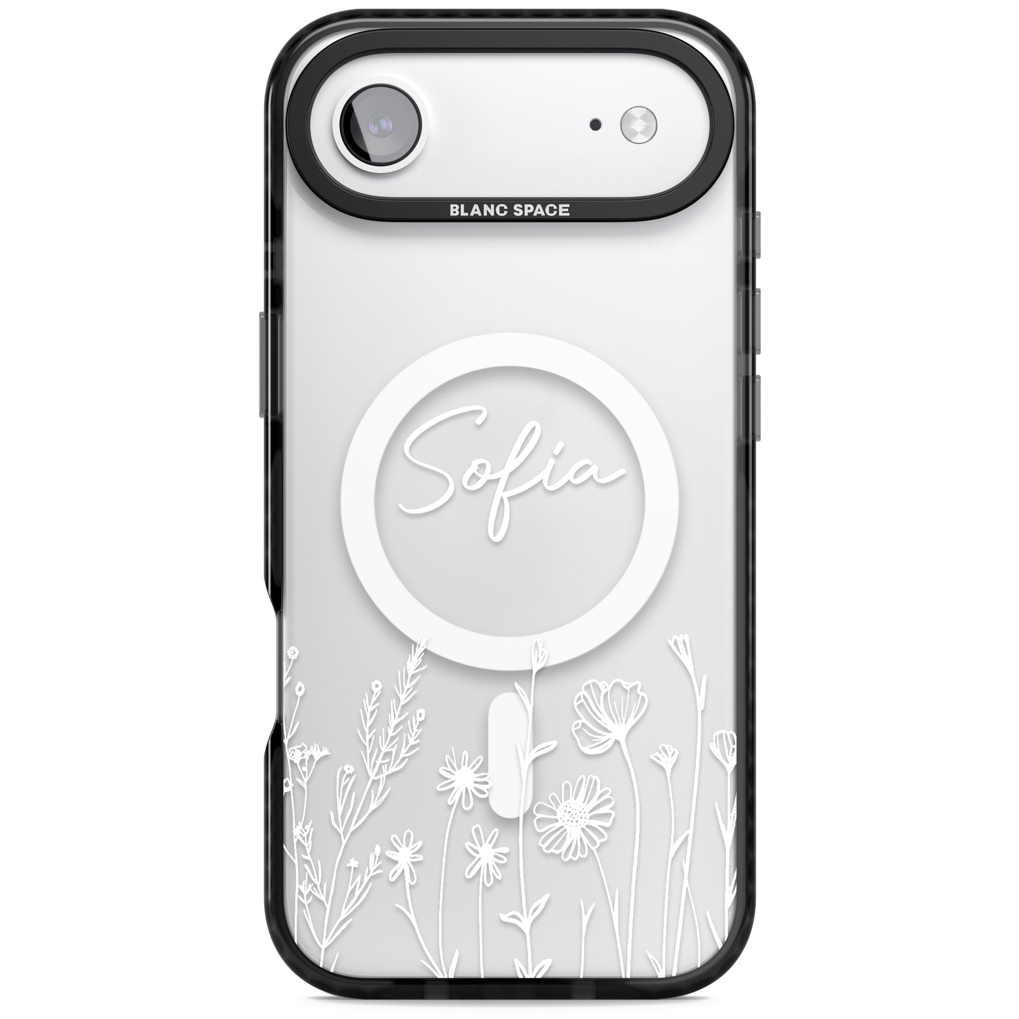 Personalised White Wildflowers iPhone 17 Air Impact Pro Black Phone Case