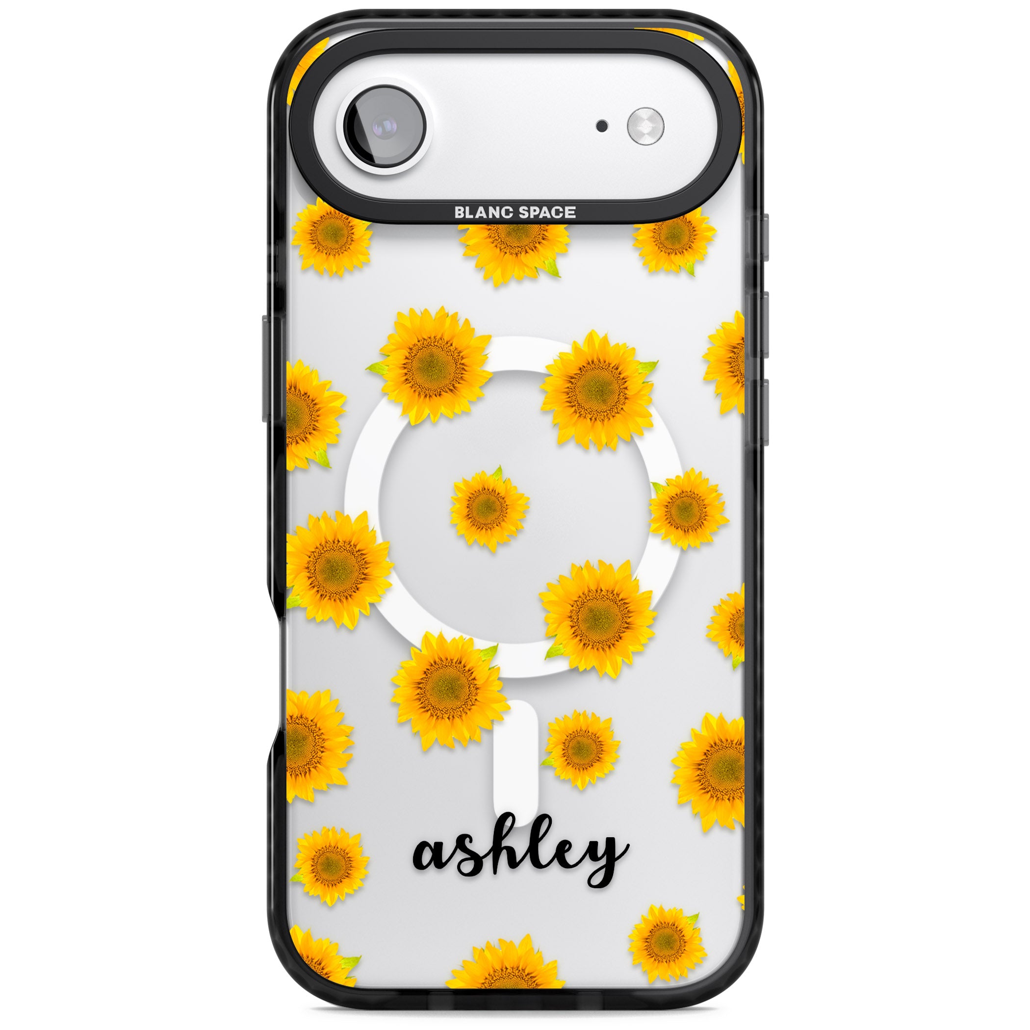 Personalised Sunflowers & Cursive iPhone 17 Air Impact Pro Black Phone Case