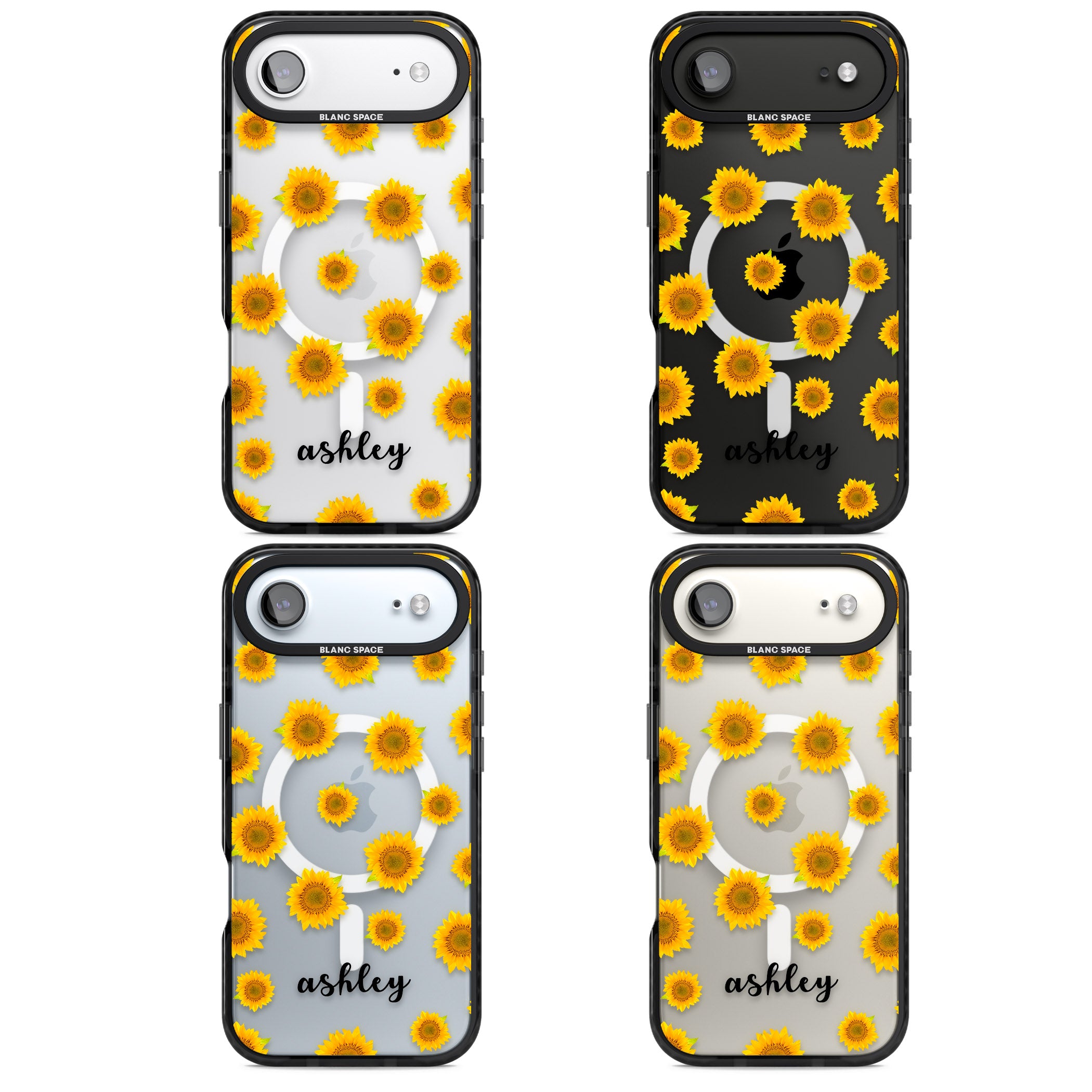 Personalised Sunflowers & Cursive iPhone 17 Air Impact Pro Black Phone Case APT Impact Protection