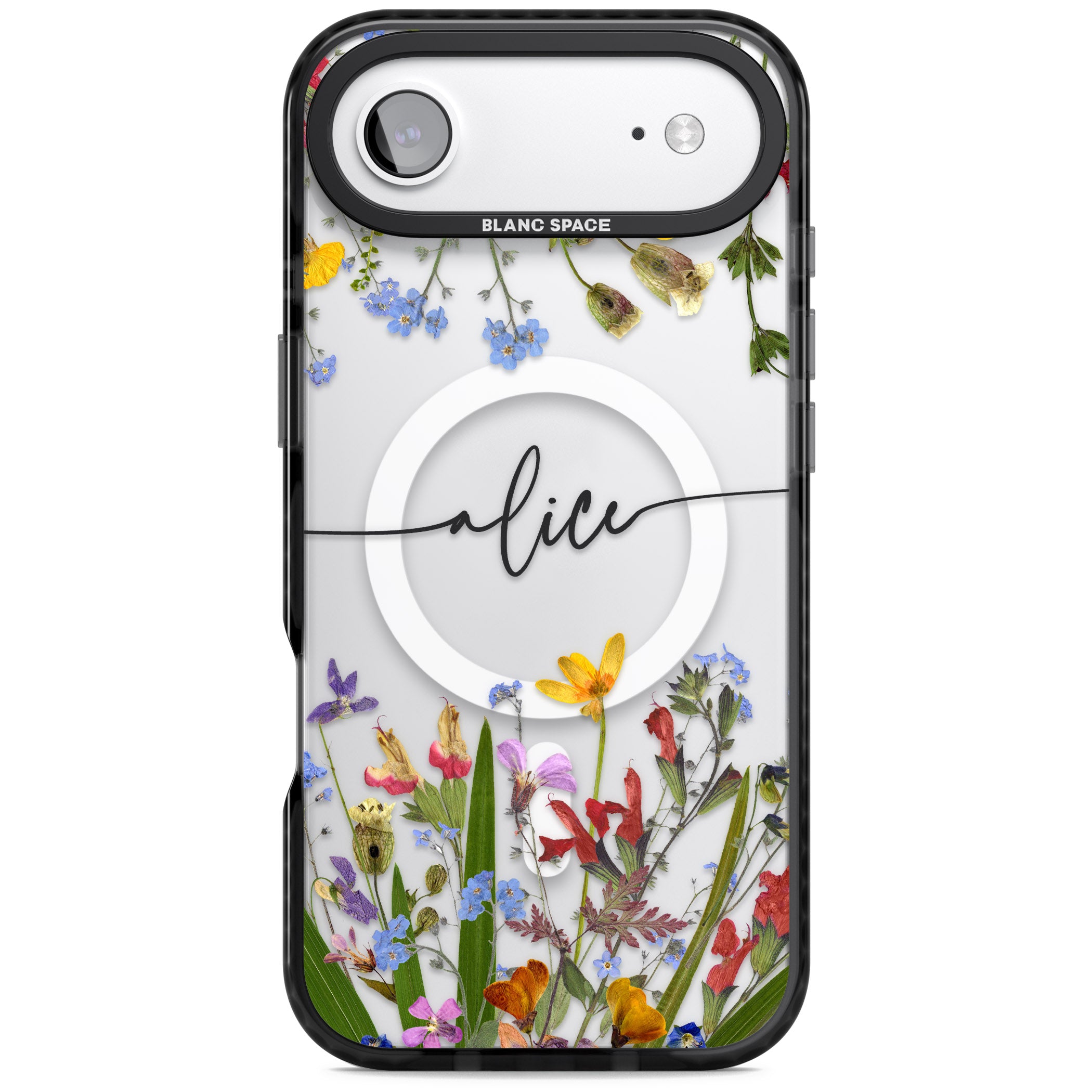Personalised Wildflower Floral iPhone 17 Air Impact Pro Black Phone Case