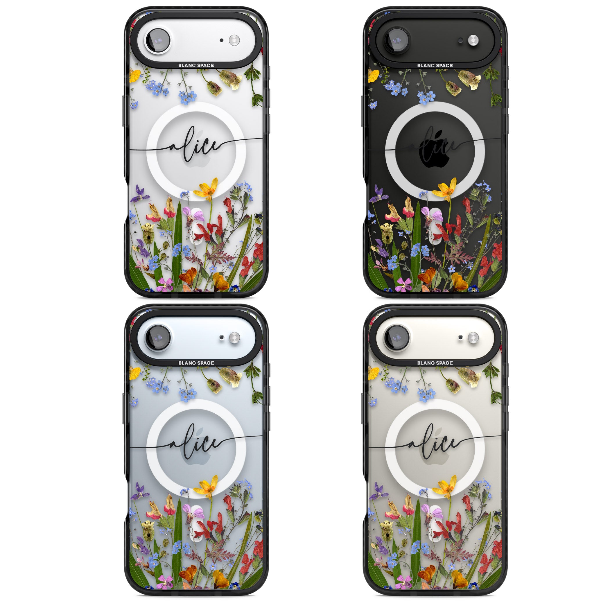 Personalised Wildflower Floral iPhone 17 Air Impact Pro Black Phone Case APT Impact Protection