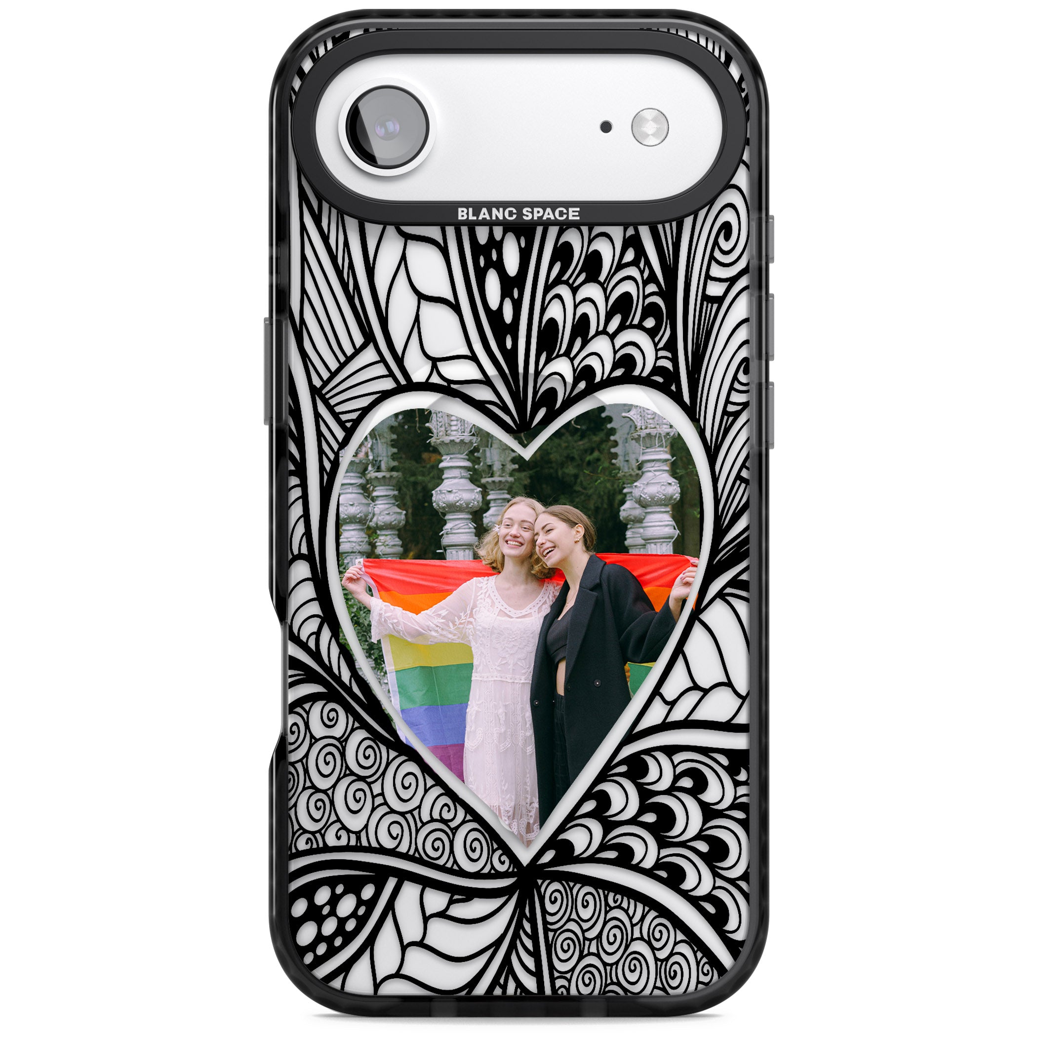 Personalised Henna Heart Photo Case iPhone 17 Air Impact Pro Black Phone Case
