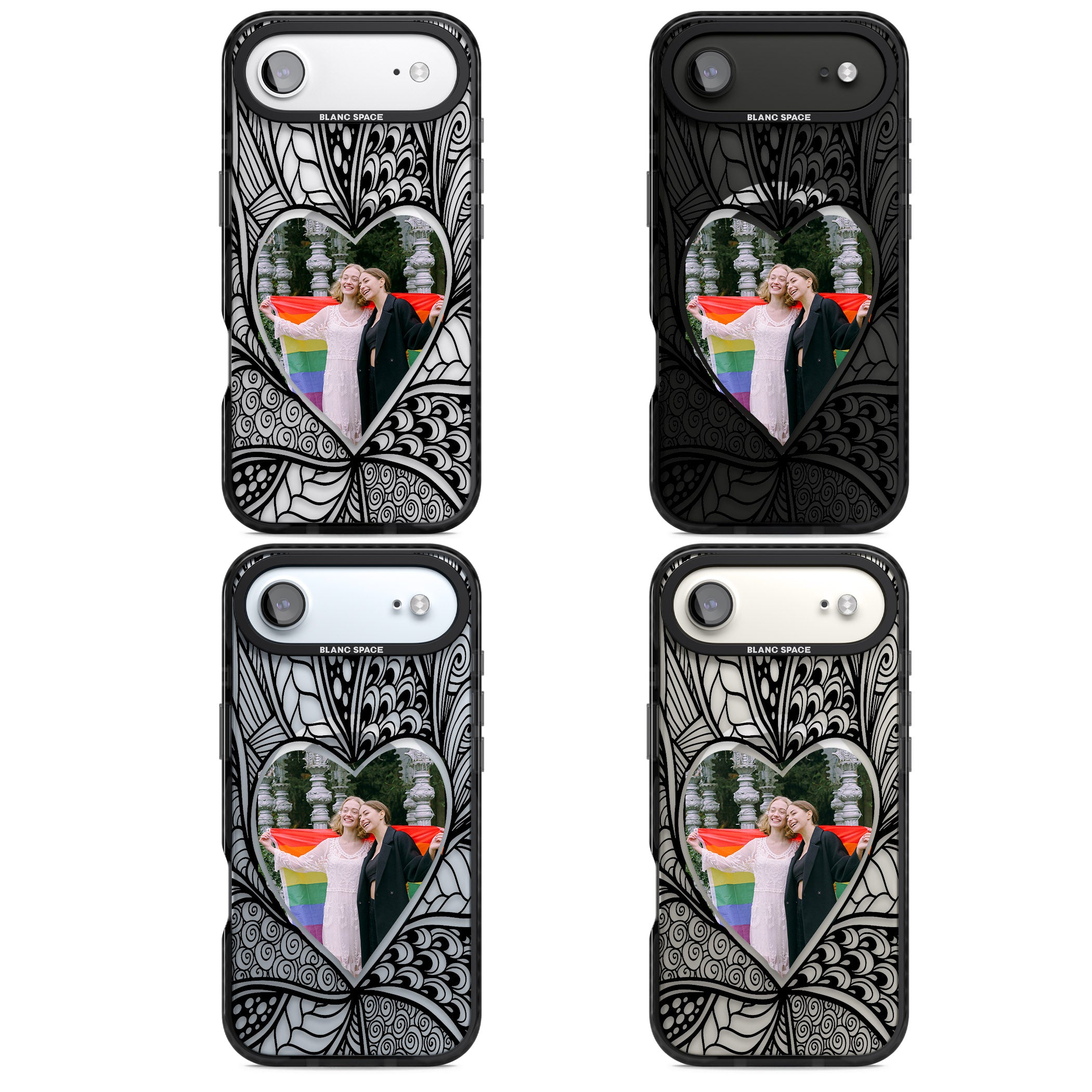 Personalised Henna Heart Photo Case iPhone 17 Air Impact Pro Black Phone Case APT Impact Protection