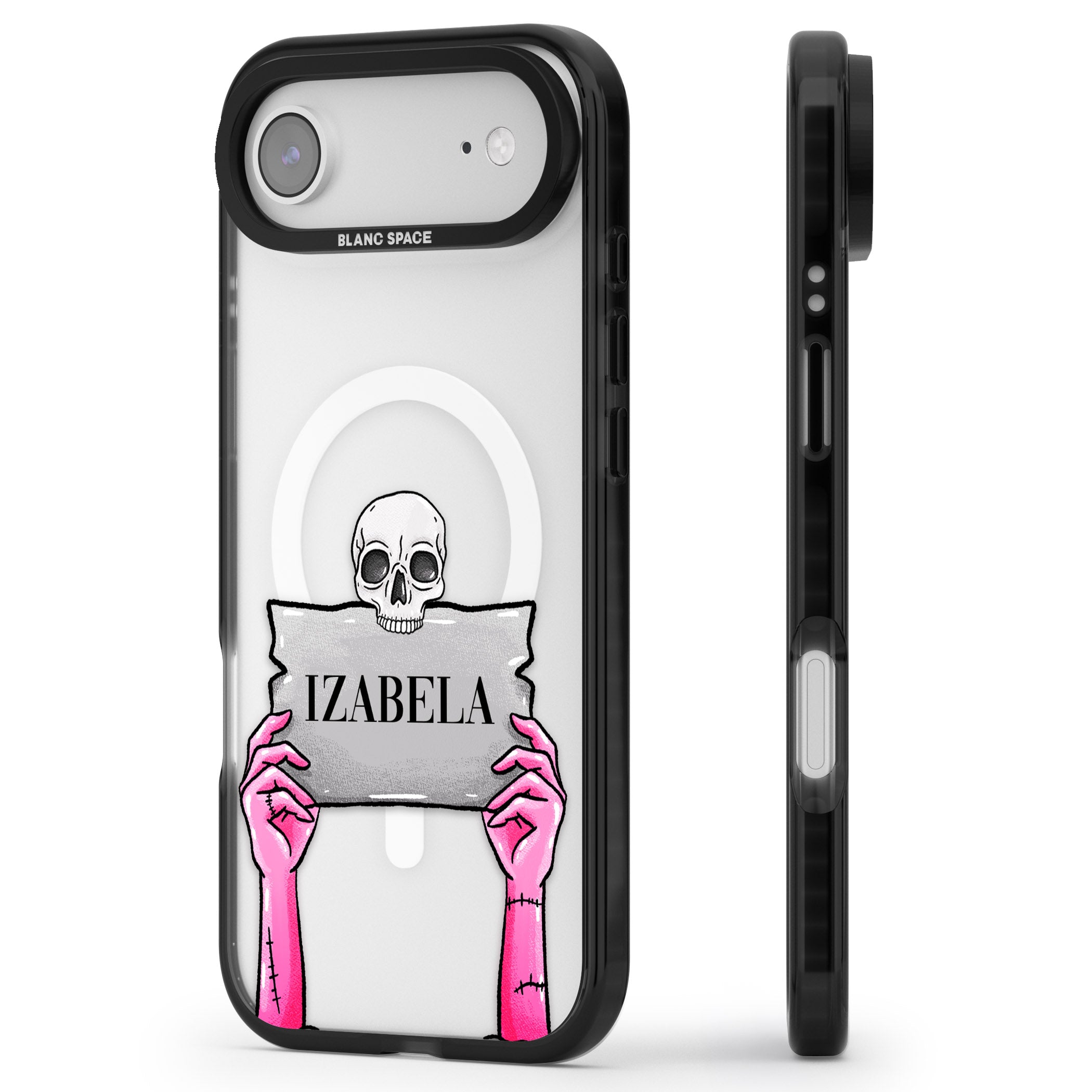 Personalised Grave Plaque iPhone 17 Air Impact Pro Black Phone Case Side Profile
