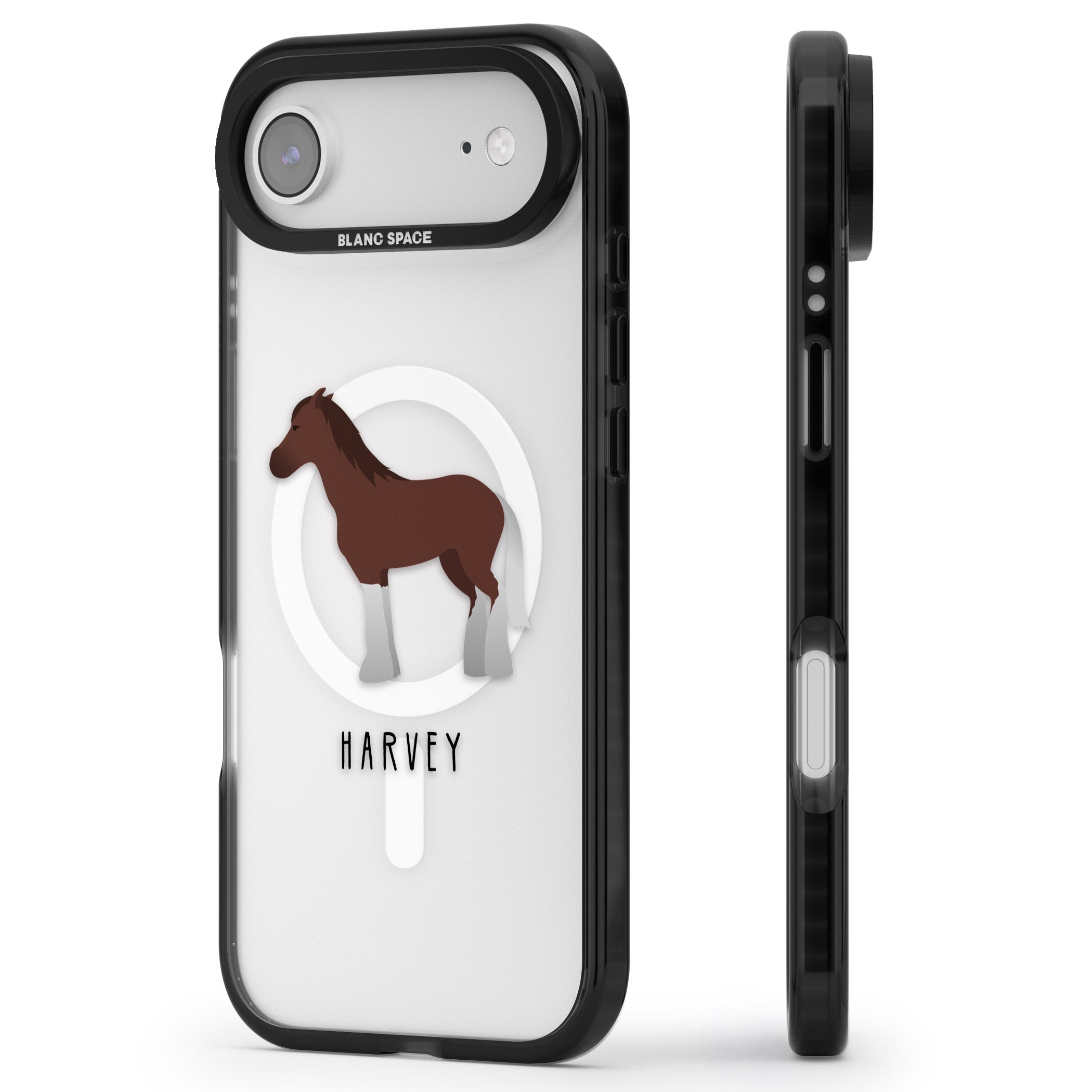 Personalised Brown Horse iPhone 17 Air Impact Pro Black Phone Case Side Profile