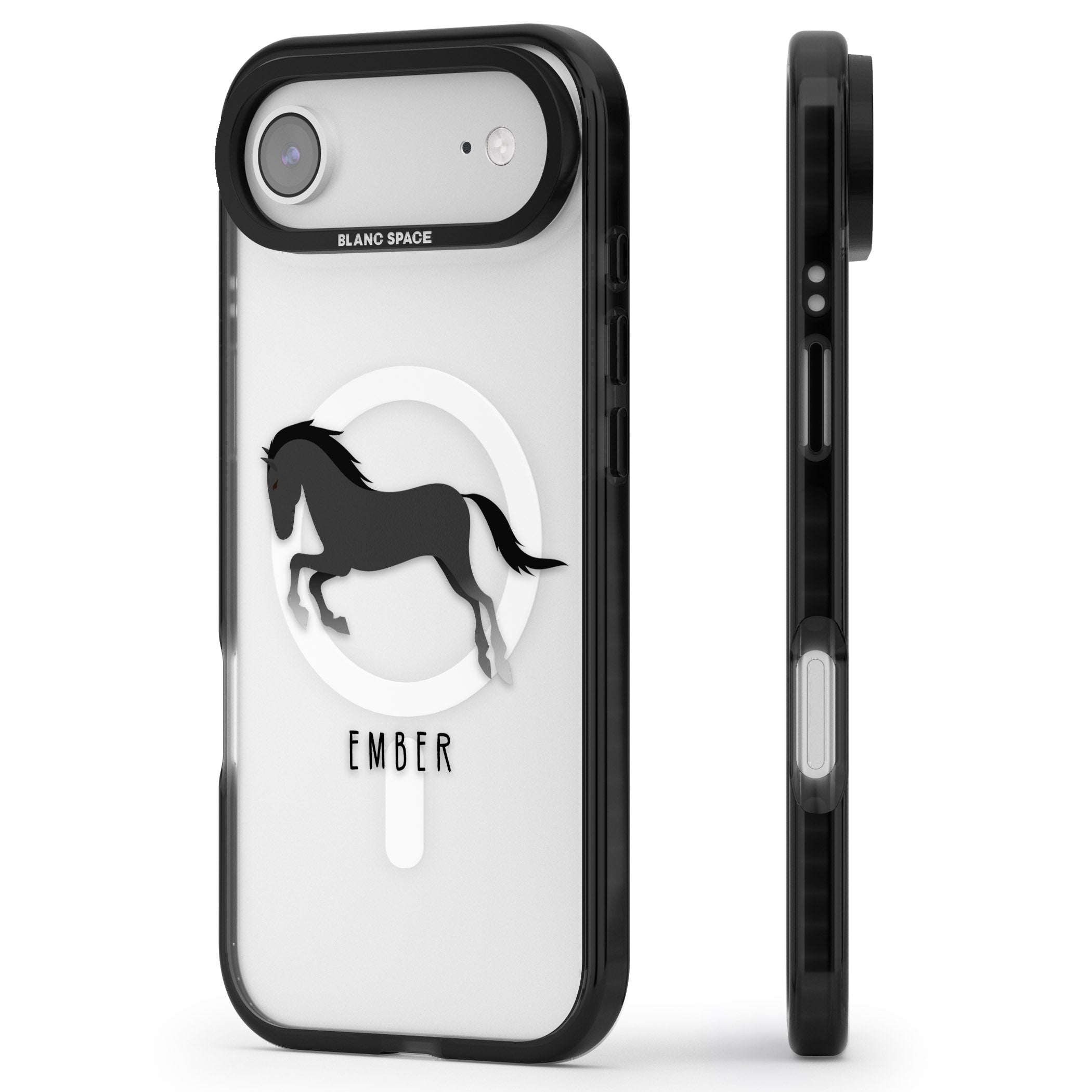 Personalised Black Horse iPhone 17 Air Impact Pro Black Phone Case Side Profile