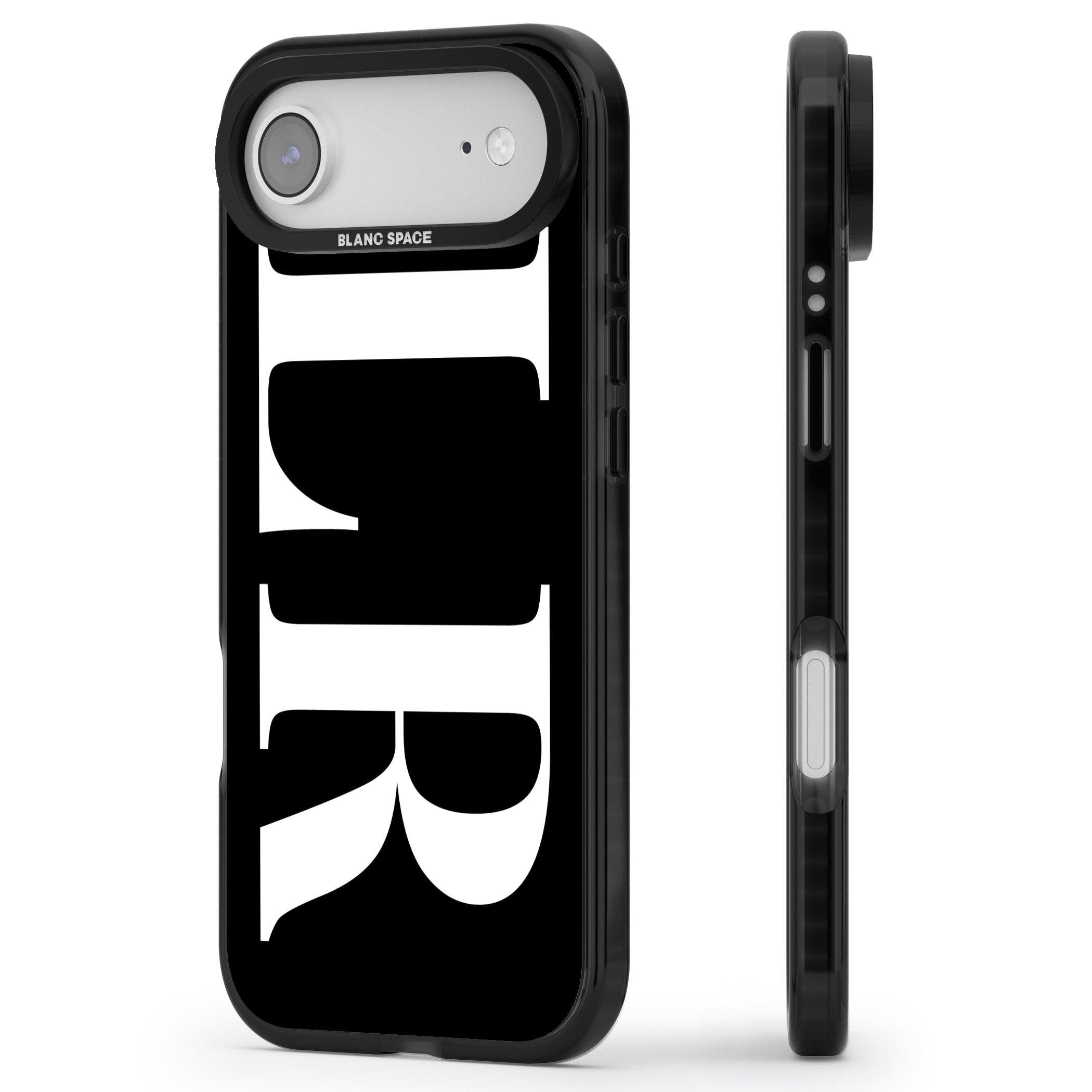 Personalised White & Black Letters iPhone 17 Air Impact Pro Black Phone Case Side Profile