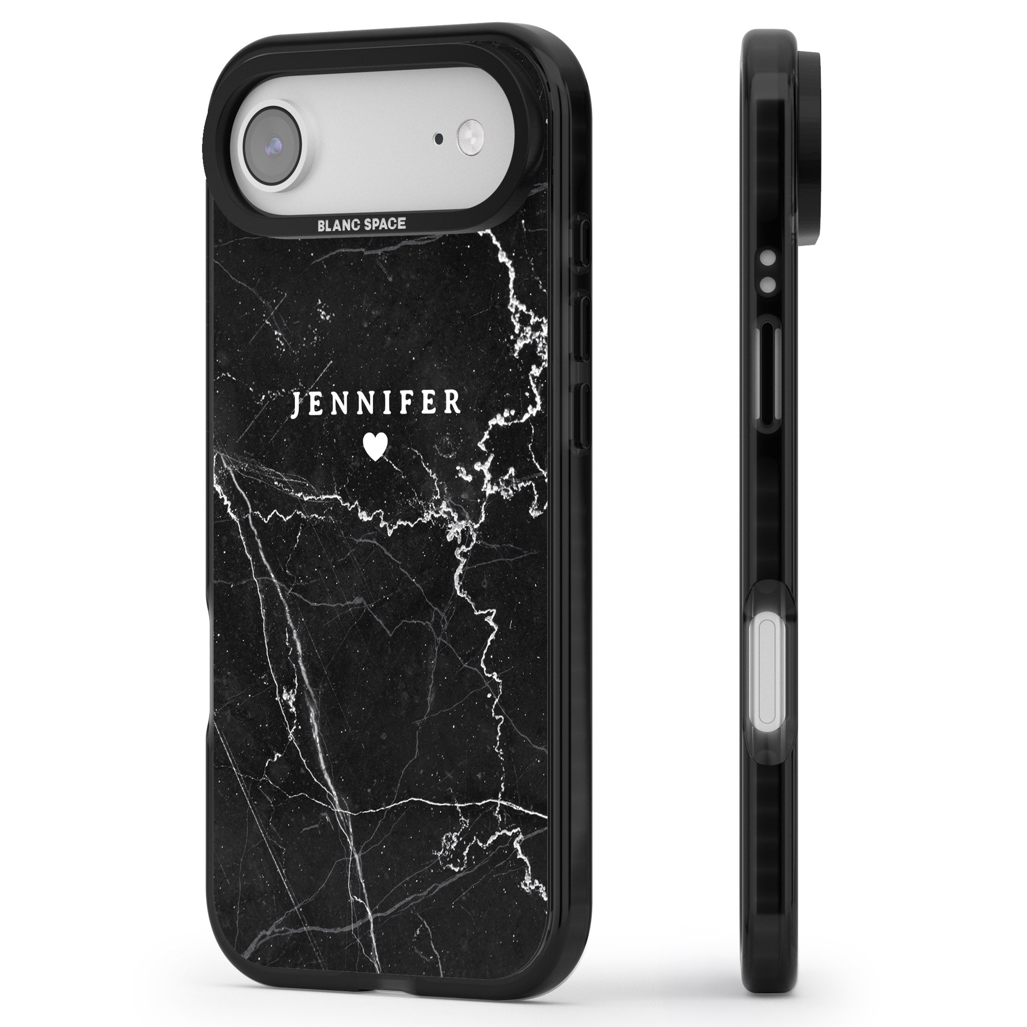 Personalised Black Marble iPhone 17 Air Impact Pro Black Phone Case Side Profile