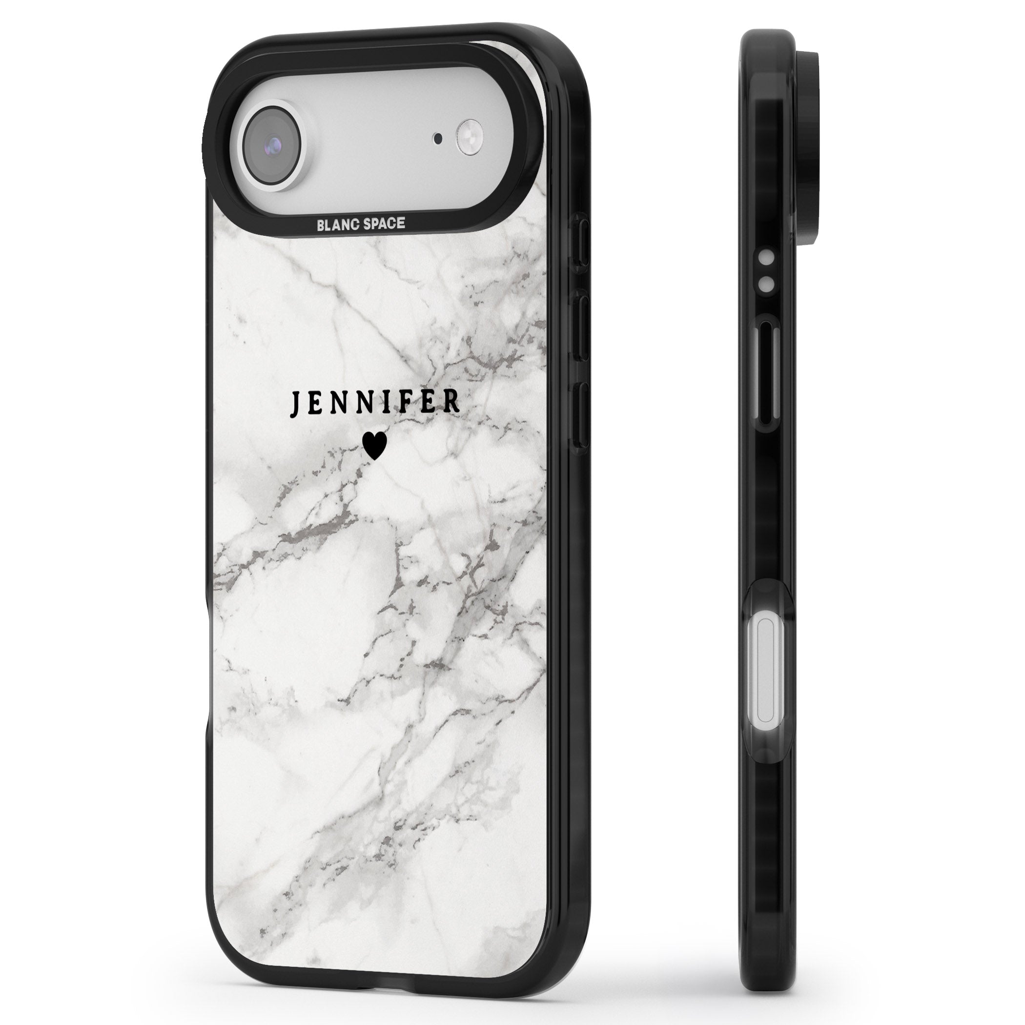 Personalised Classic Grey Marble iPhone 17 Air Impact Pro Black Phone Case Side Profile