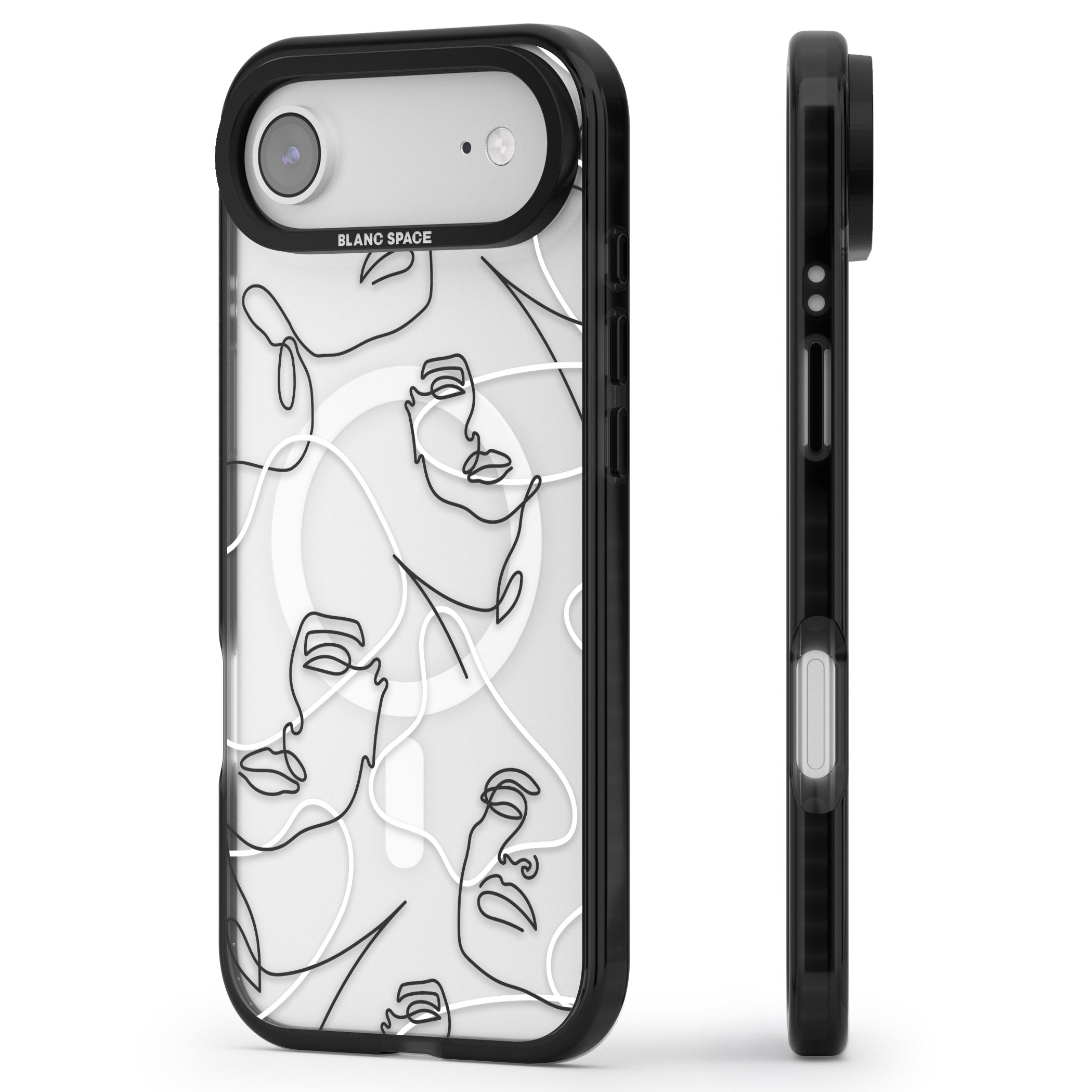 Personalised Abstract Faces iPhone 17 Air Impact Pro Black Phone Case Side Profile