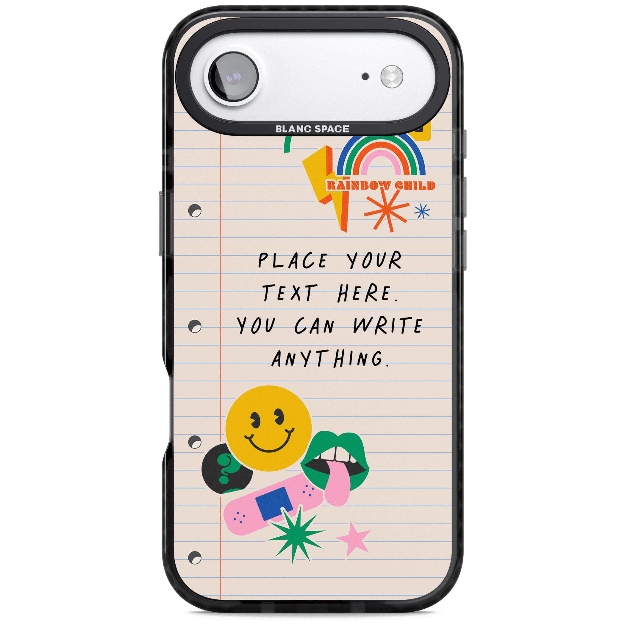 Personalised Retro Rainbow Fun iPhone 17 Air Impact Pro Black Phone Case