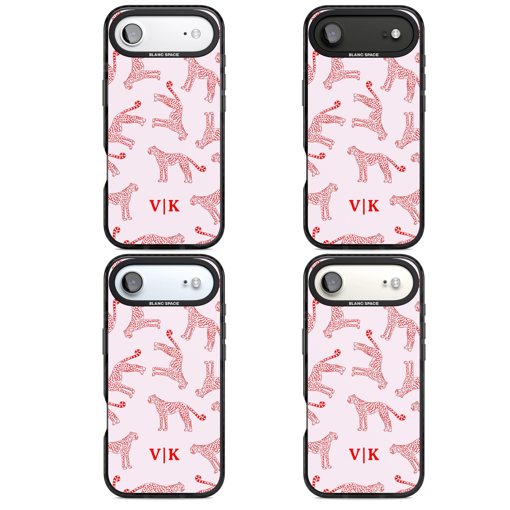 Personalised Red & Pink Cheetah iPhone 17 Air Impact Pro Black Phone Case APT Impact Protection