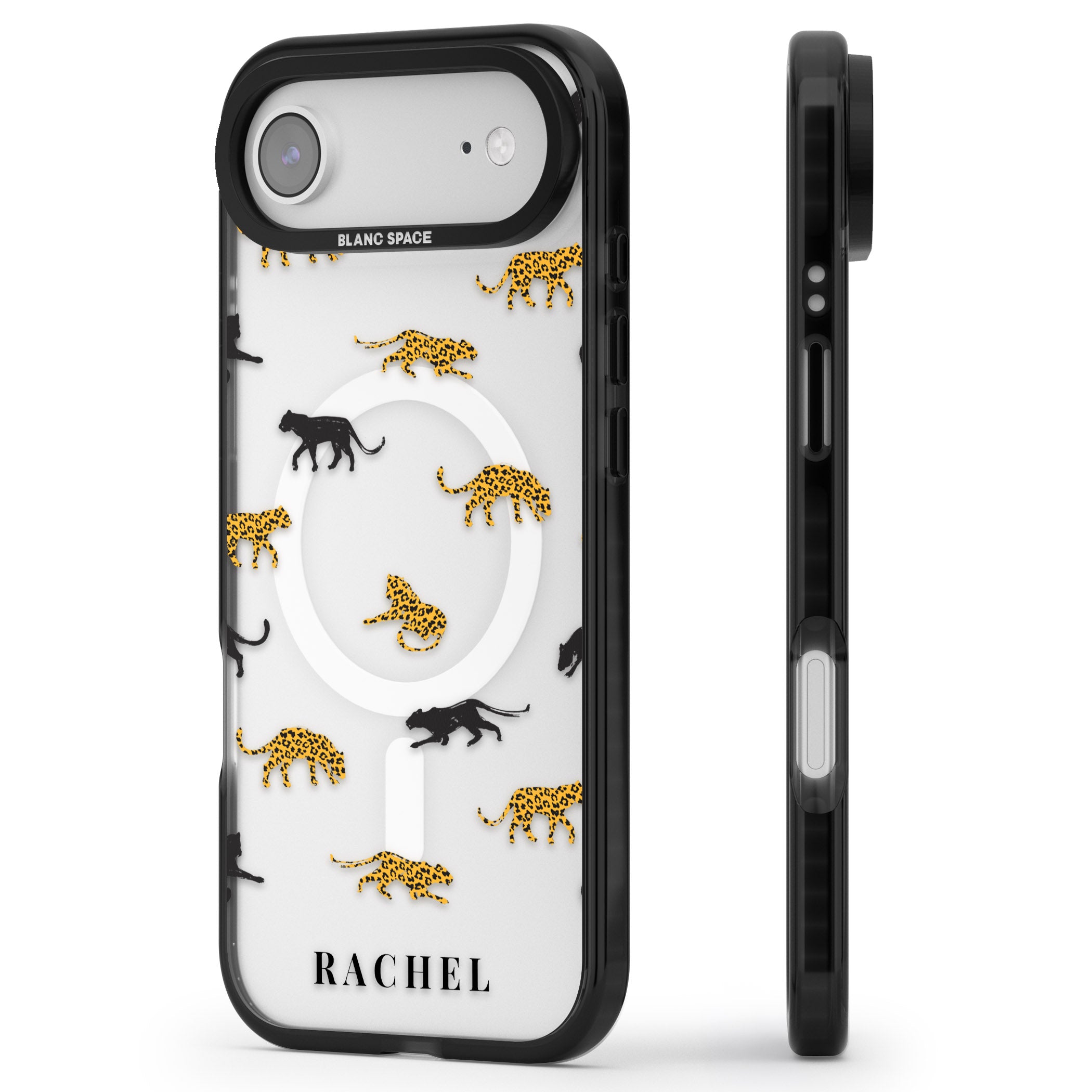 Personalised Jaguar Pattern iPhone 17 Air Impact Pro Black Phone Case Side Profile