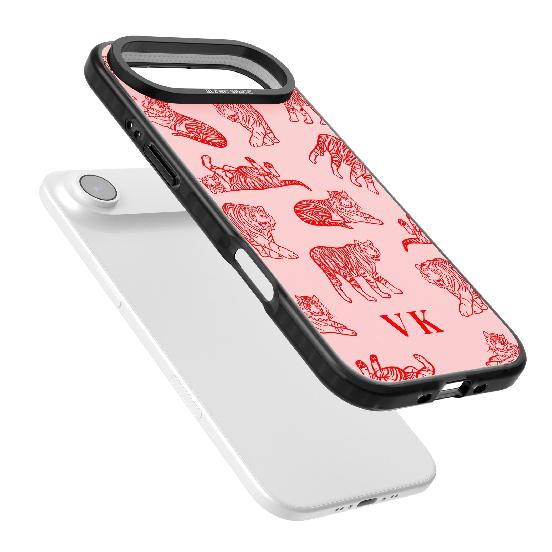Personalised Red Tiger Outlines On Pink iPhone 17 Air Impact Pro Black Phone Case Colours
