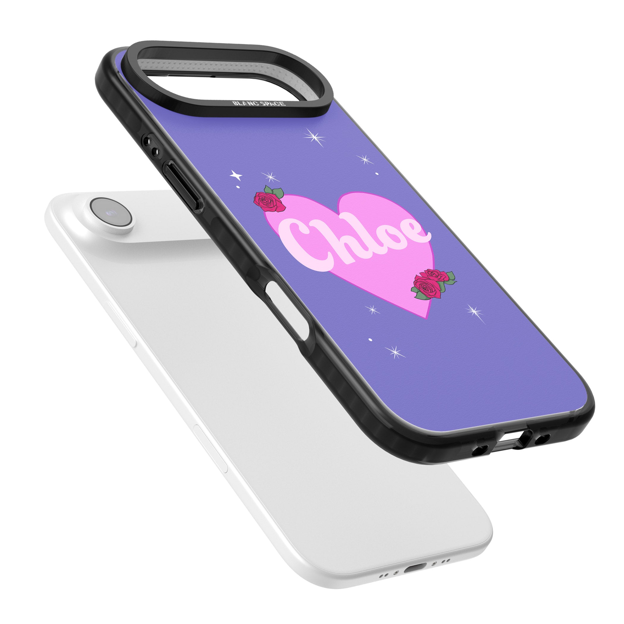 Personalised Glamorous Love Heart iPhone 17 Air Impact Pro Black Phone Case Colours