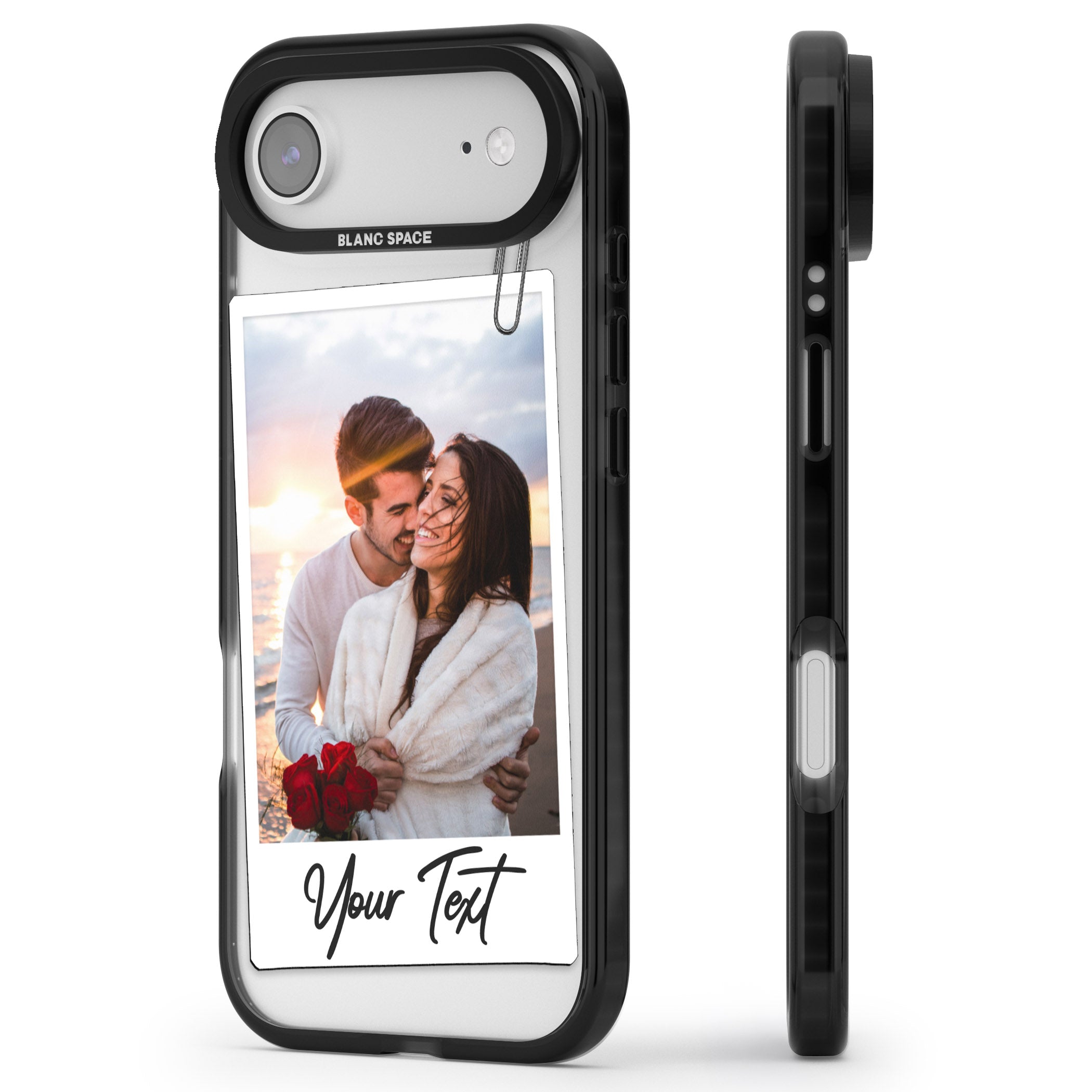 Personalised Instant Camera Photo iPhone 17 Air Impact Pro Black Phone Case Side Profile