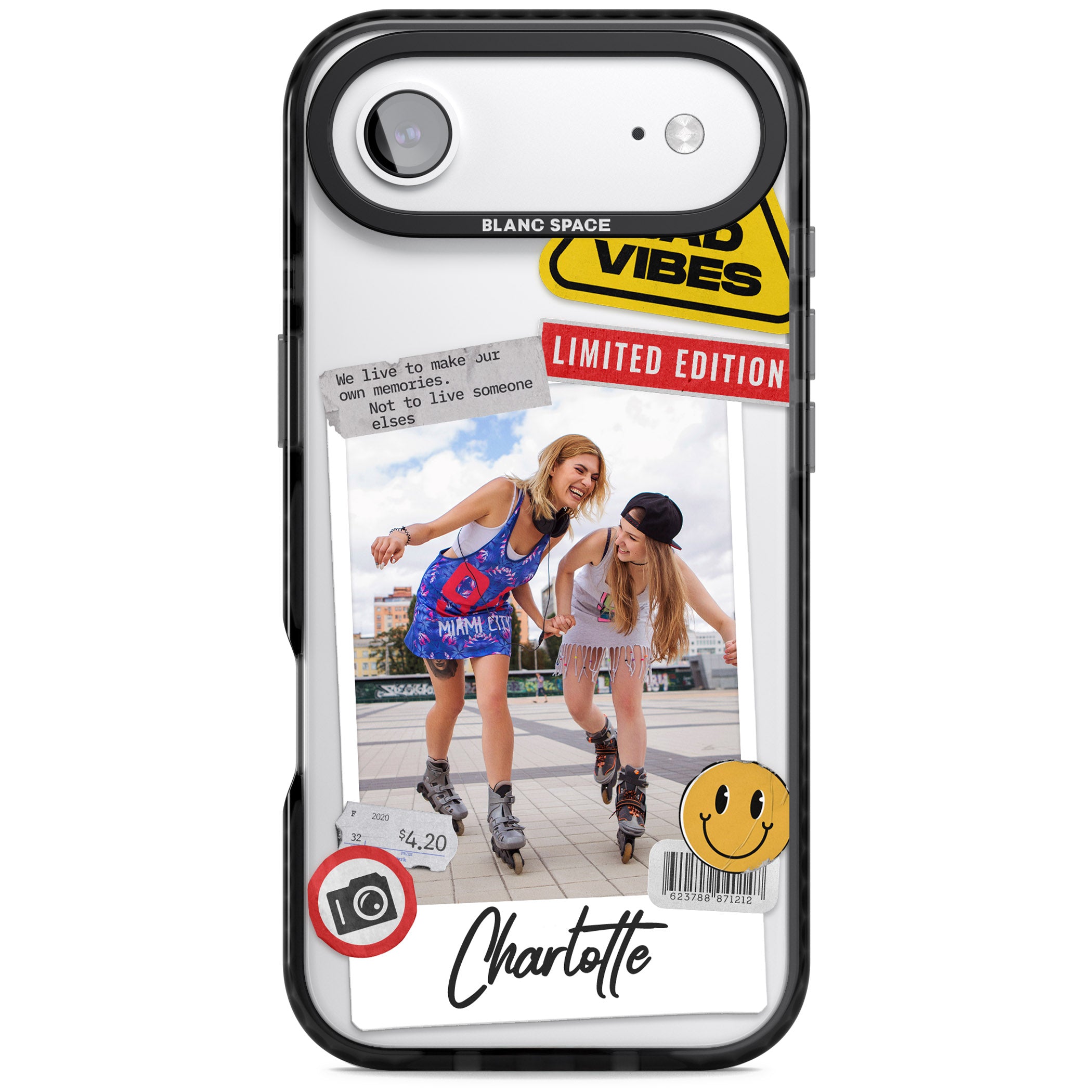 Personalised Sticker Mix Instant Photo iPhone 17 Air Impact Pro Black Phone Case