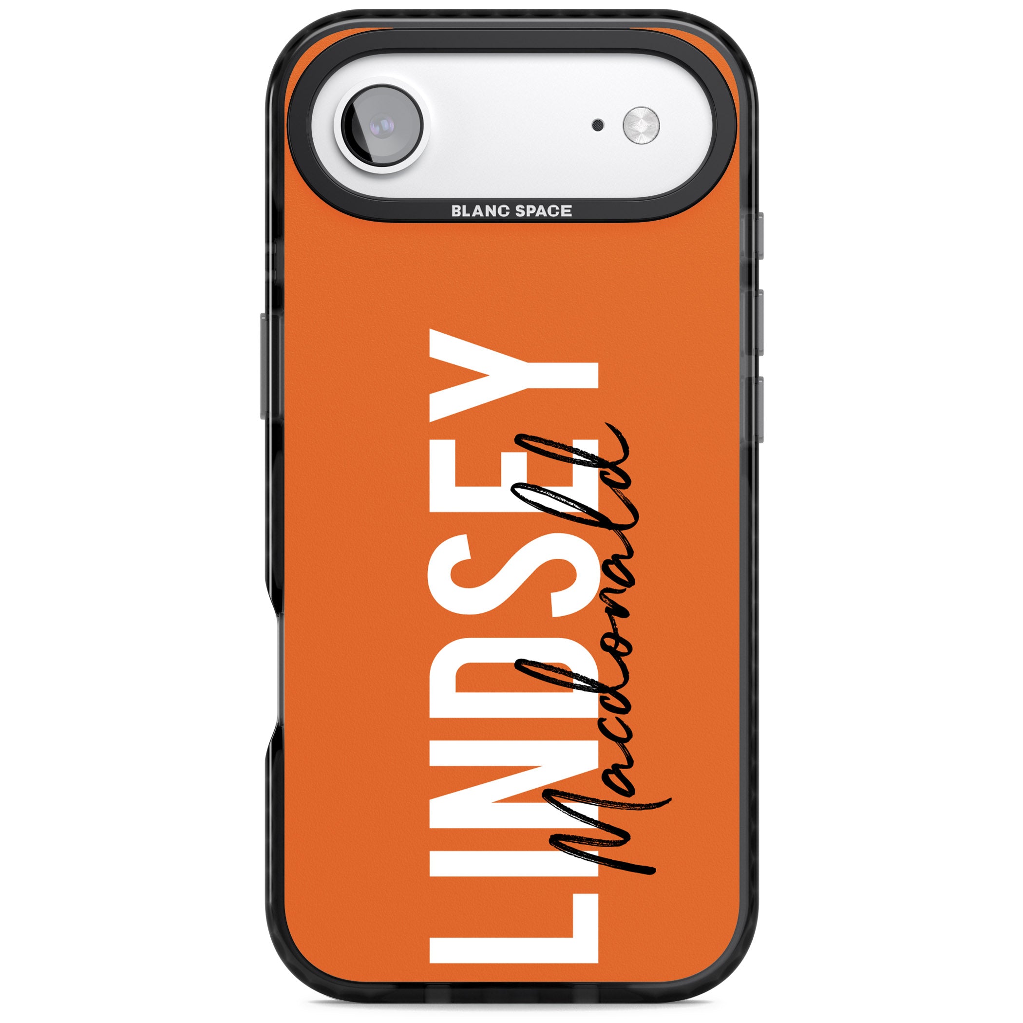Personalised Bold Name: Orange iPhone 17 Air Impact Pro Black Phone Case