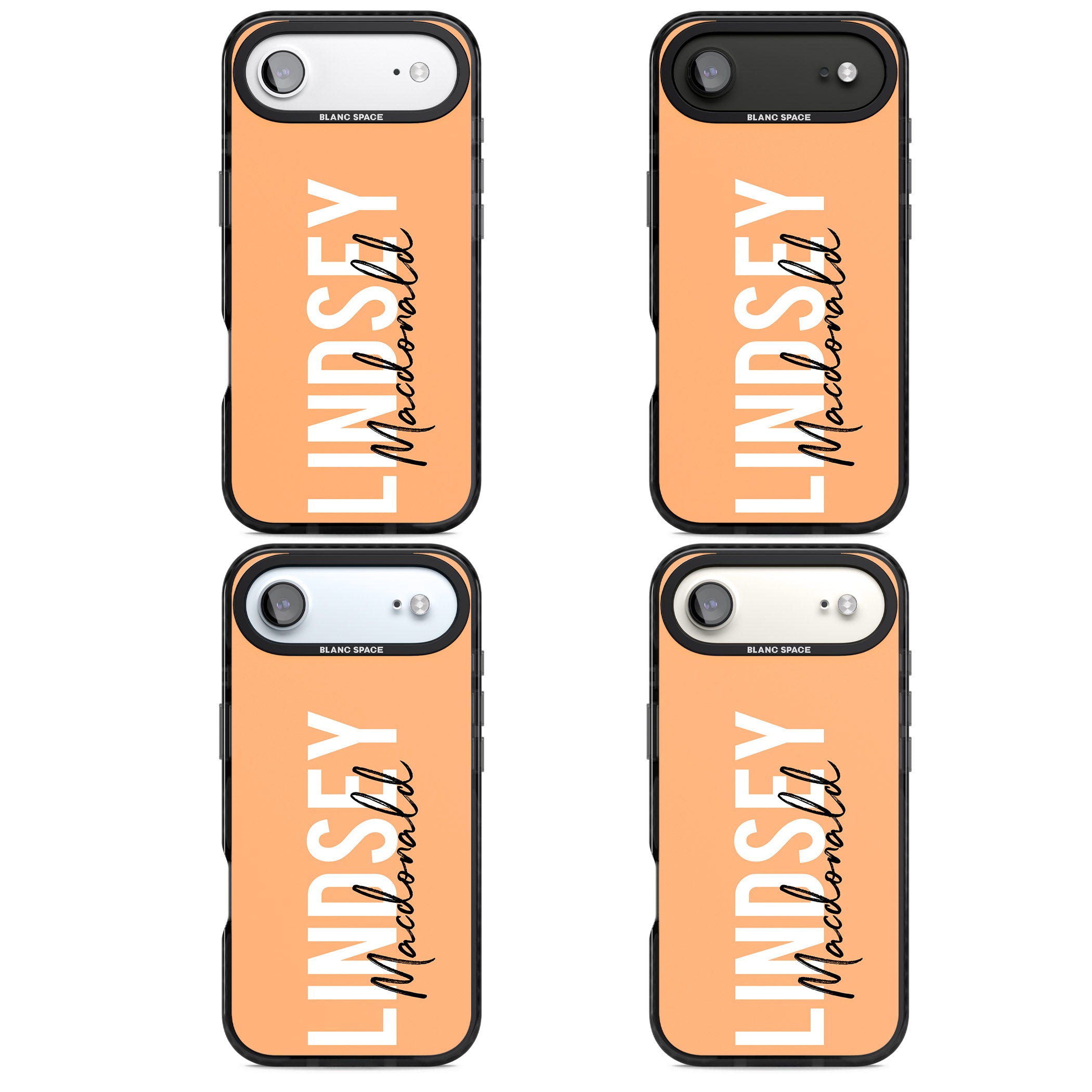 Personalised Bold Name: Peach iPhone 17 Air Impact Pro Black Phone Case APT Impact Protection