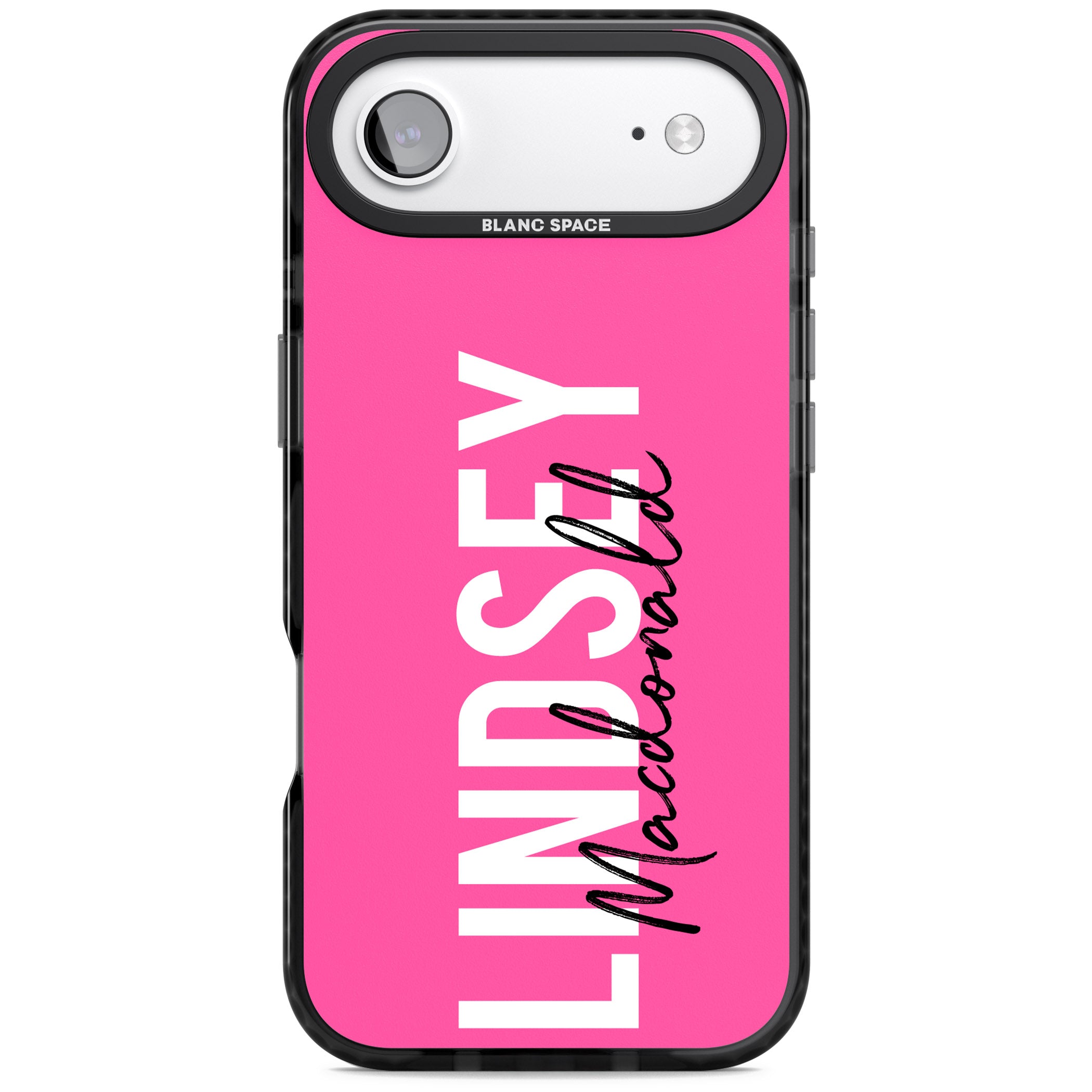Personalised Bold Name: Pink iPhone 17 Air Impact Pro Black Phone Case
