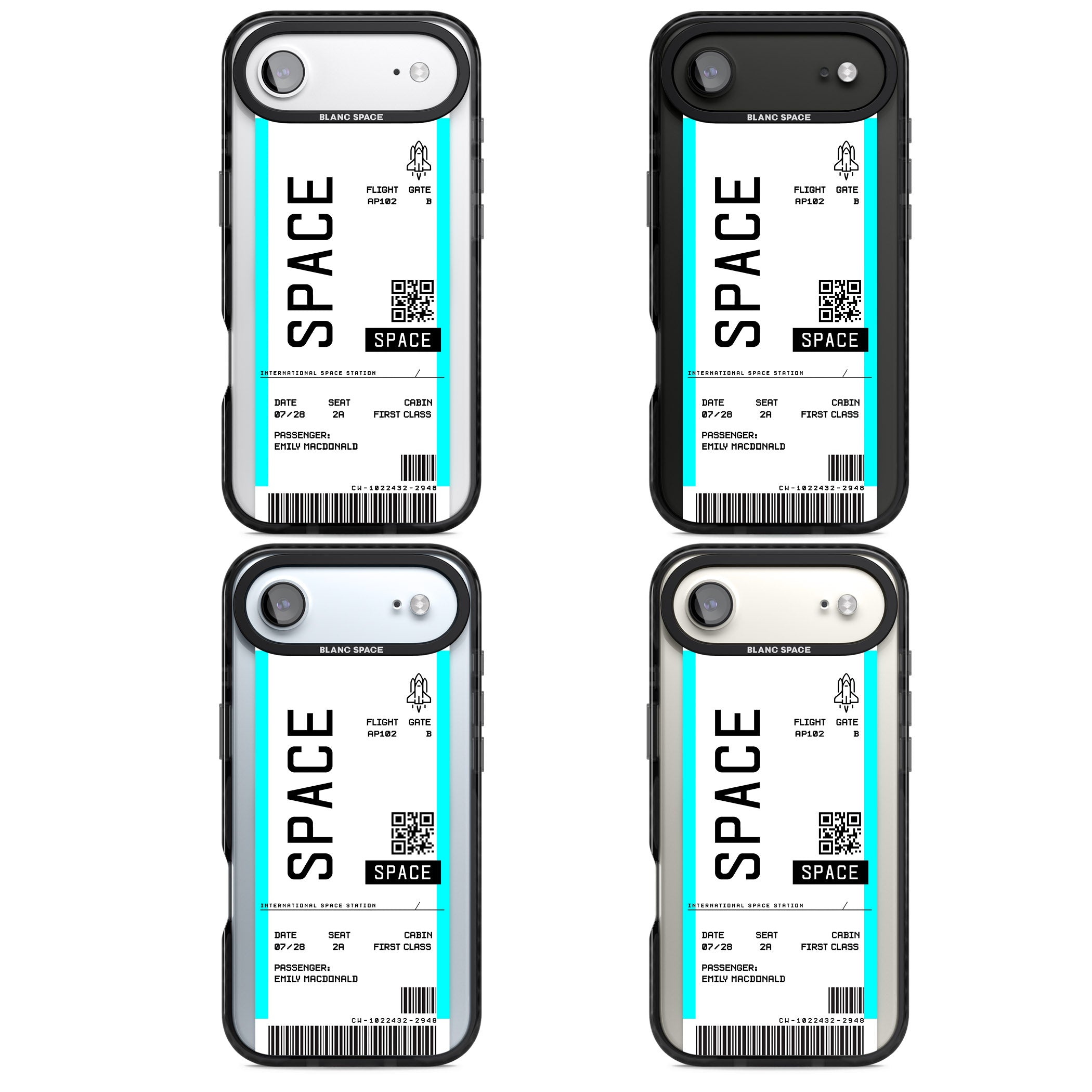 Personalised Space Travel Ticket iPhone 17 Air Impact Pro Black Phone Case APT Impact Protection