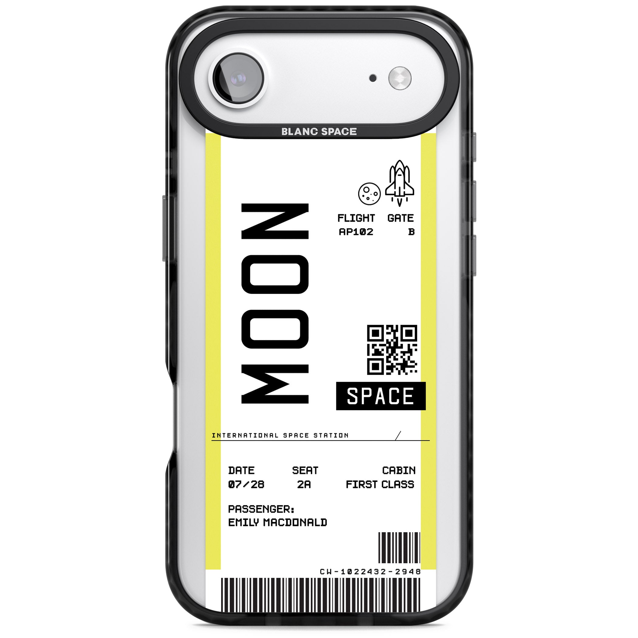 Personalised Moon Travel Ticket iPhone 17 Air Impact Pro Black Phone Case